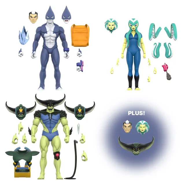 Super7 TigerSharks ULTIMATES Wave 1 Mako Octavia T-Ray set figurine