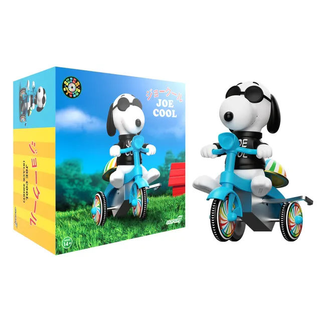 Super7 Peanuts Joe Cool tricicleta cu Snoopy albastra