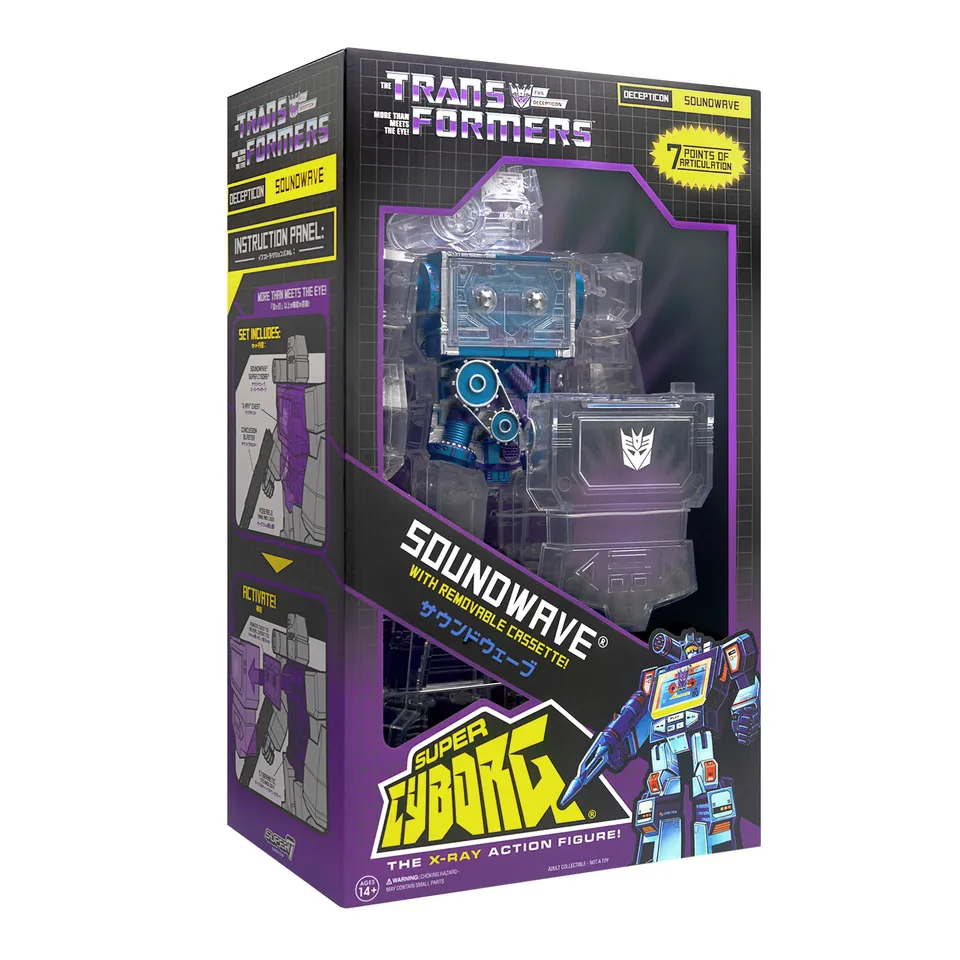 Super7 Transformers Super Cyborg Soundwave Clear figurina 28cm