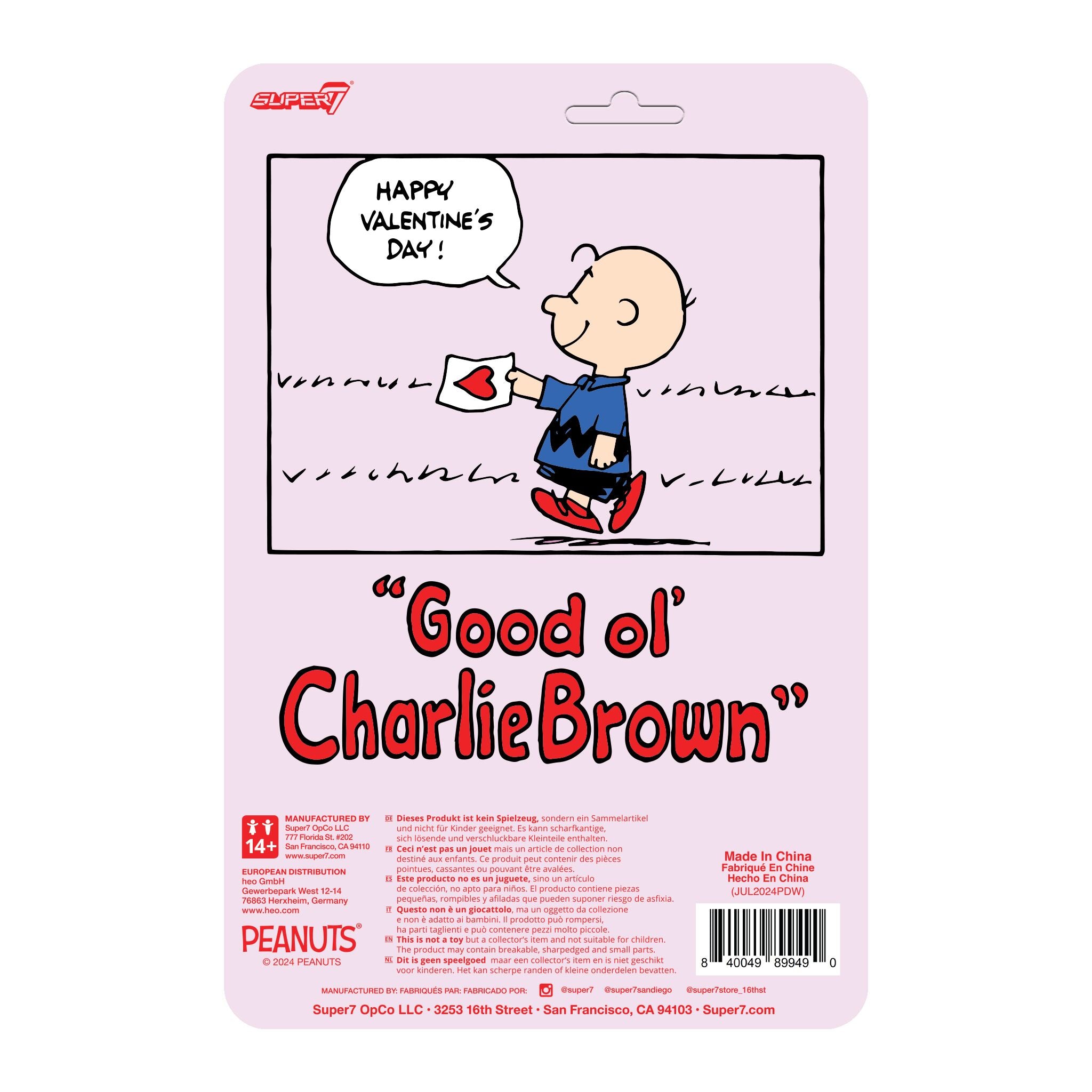 Super7 Peanuts Charlie Brown Valentine Delivery figurina 3.75