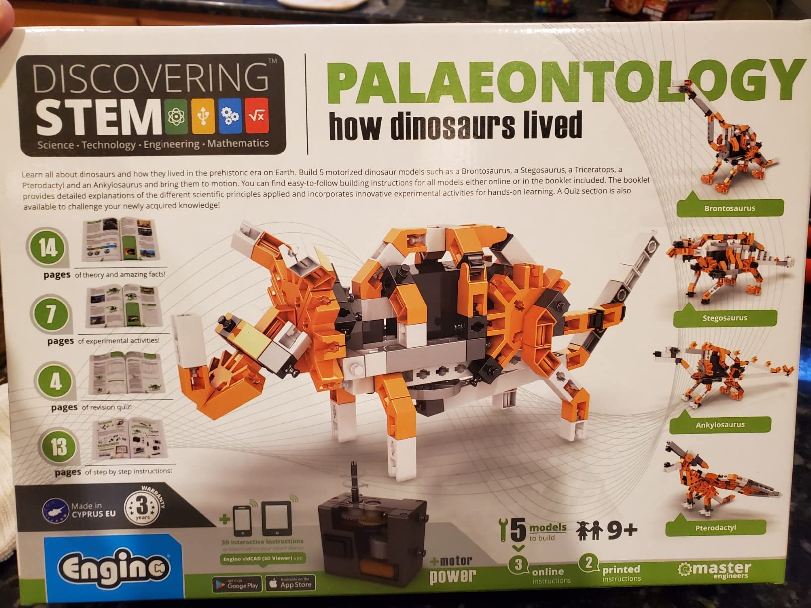 Engino Discovering STEM Paleontology set construcție 6 modele dinozauri