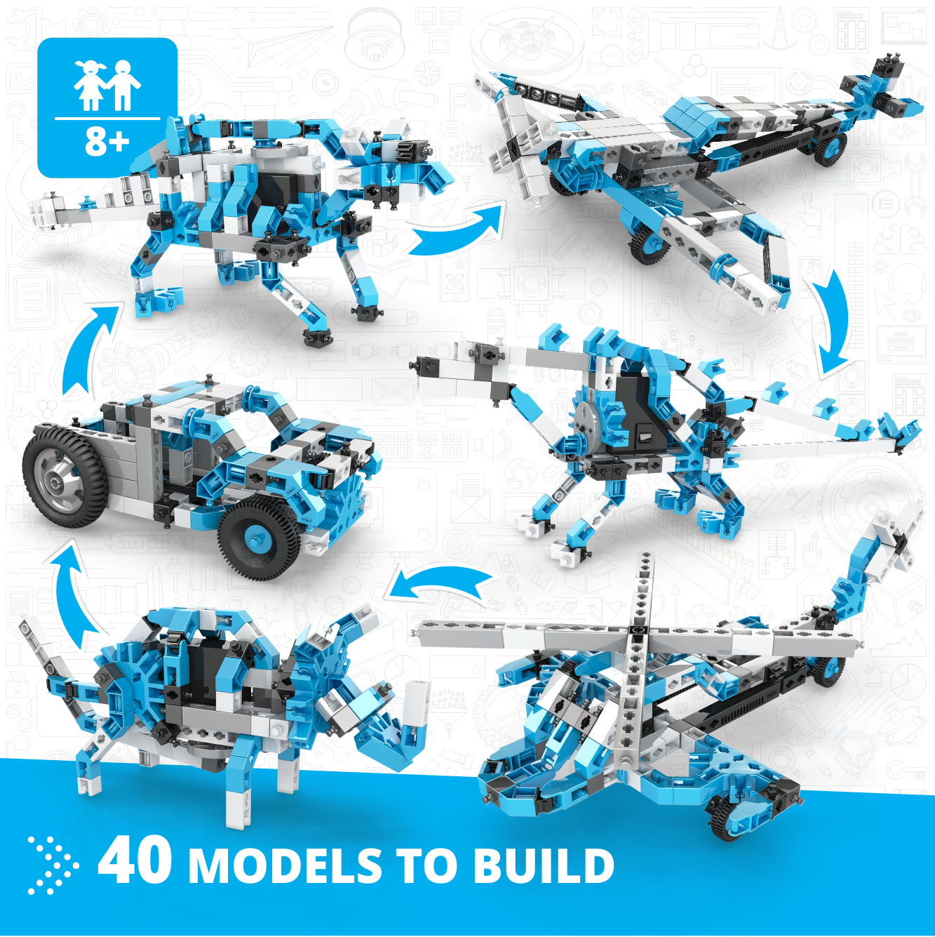 Engino Creative Engineering Maker Master 40 in 1 set motorizat dinozauri