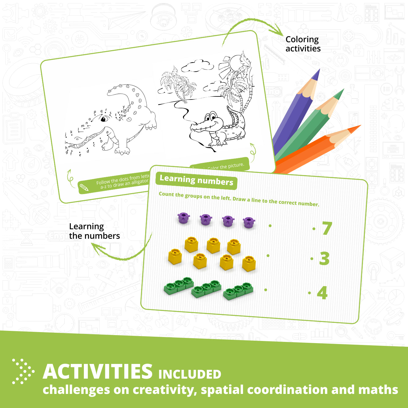 Engino Qboidz Alligator set construcție 5 modele 3+ ani