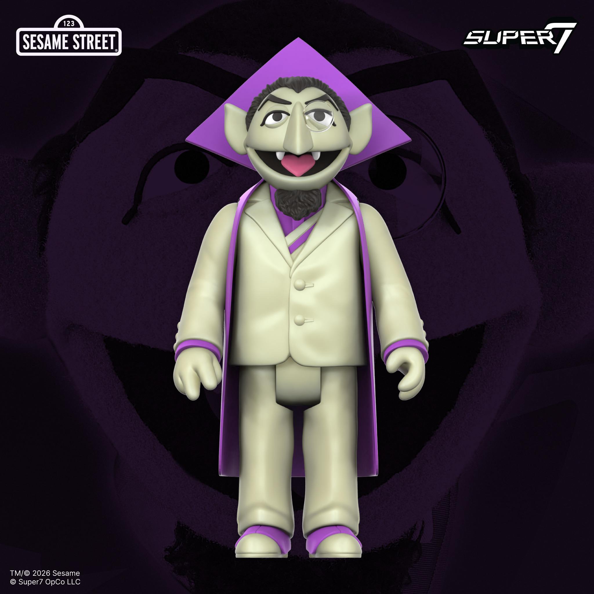 Super7 Sesame Street Count Von Count figurina fosforescenta
