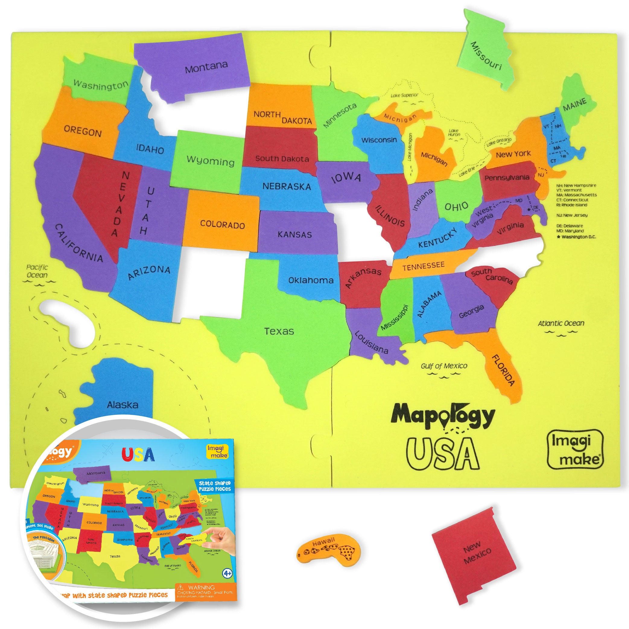 Imagimake Mapology USA puzzle harta 44 state 4 ani+