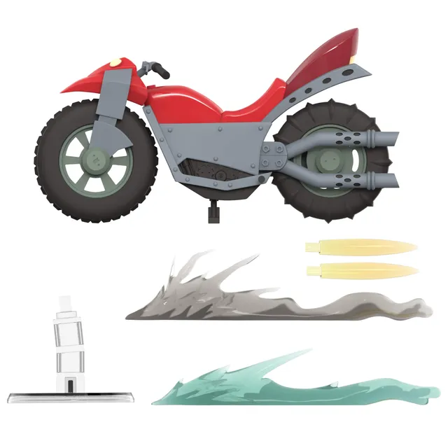 Super7 ULTIMATES TMNT Shell Cycle vehicul roșu cu efecte