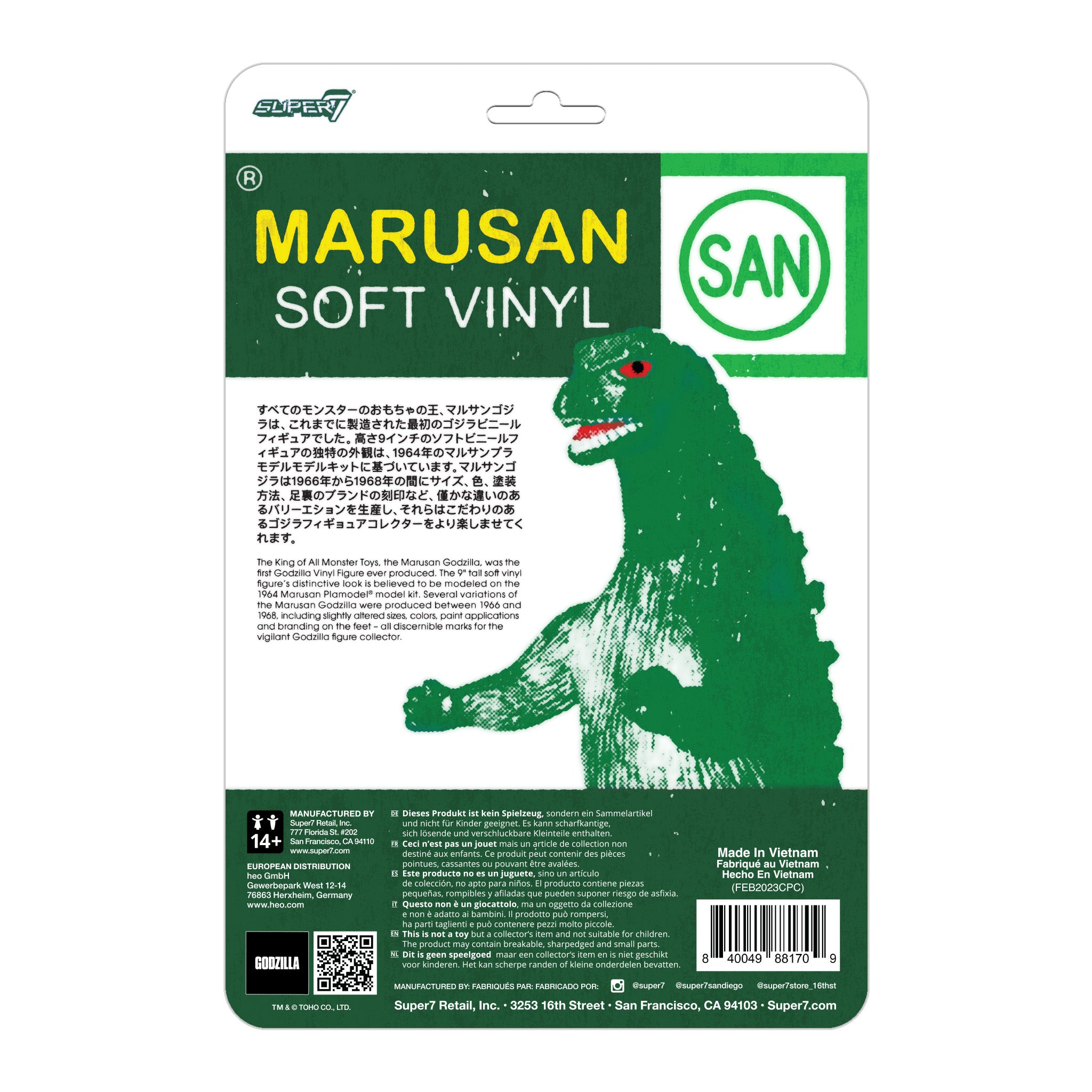 Super7 Toho Marusan Godzilla L-Tail figurina verde 3.75 inch
