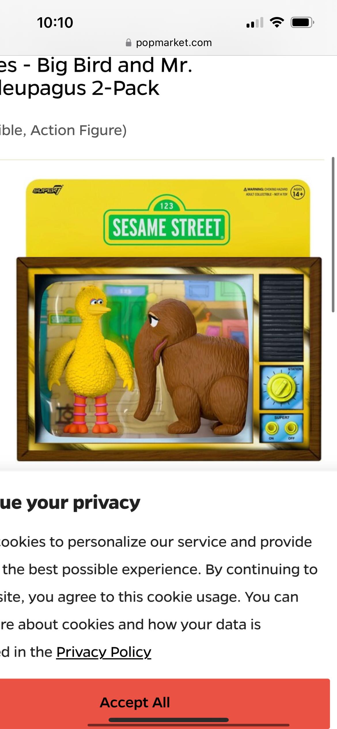 Super7 ReAction Big Bird Snuffleupagus set 2 figurine