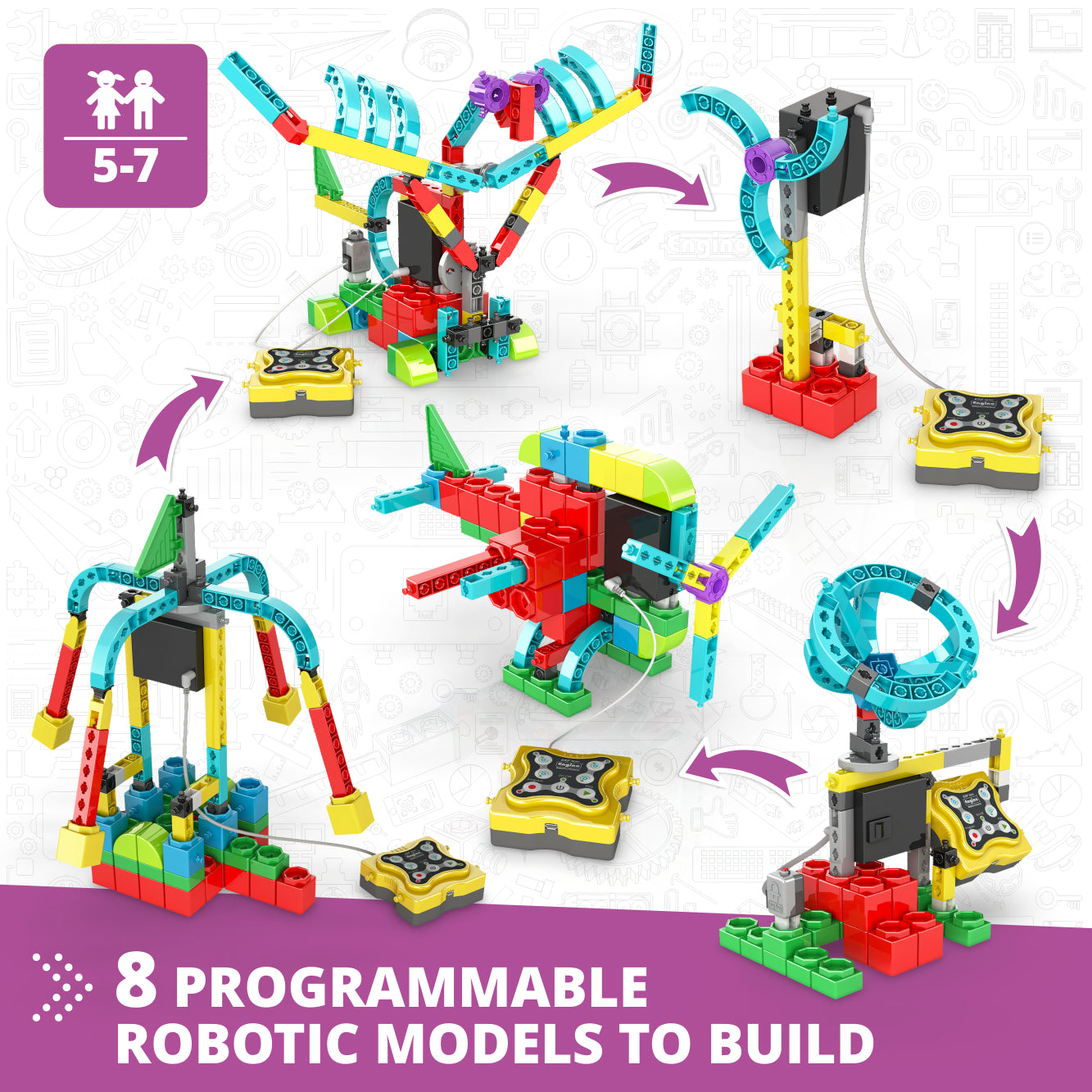Engino STEM Junior Robotics kit robotica 8 modele 5-7 ani