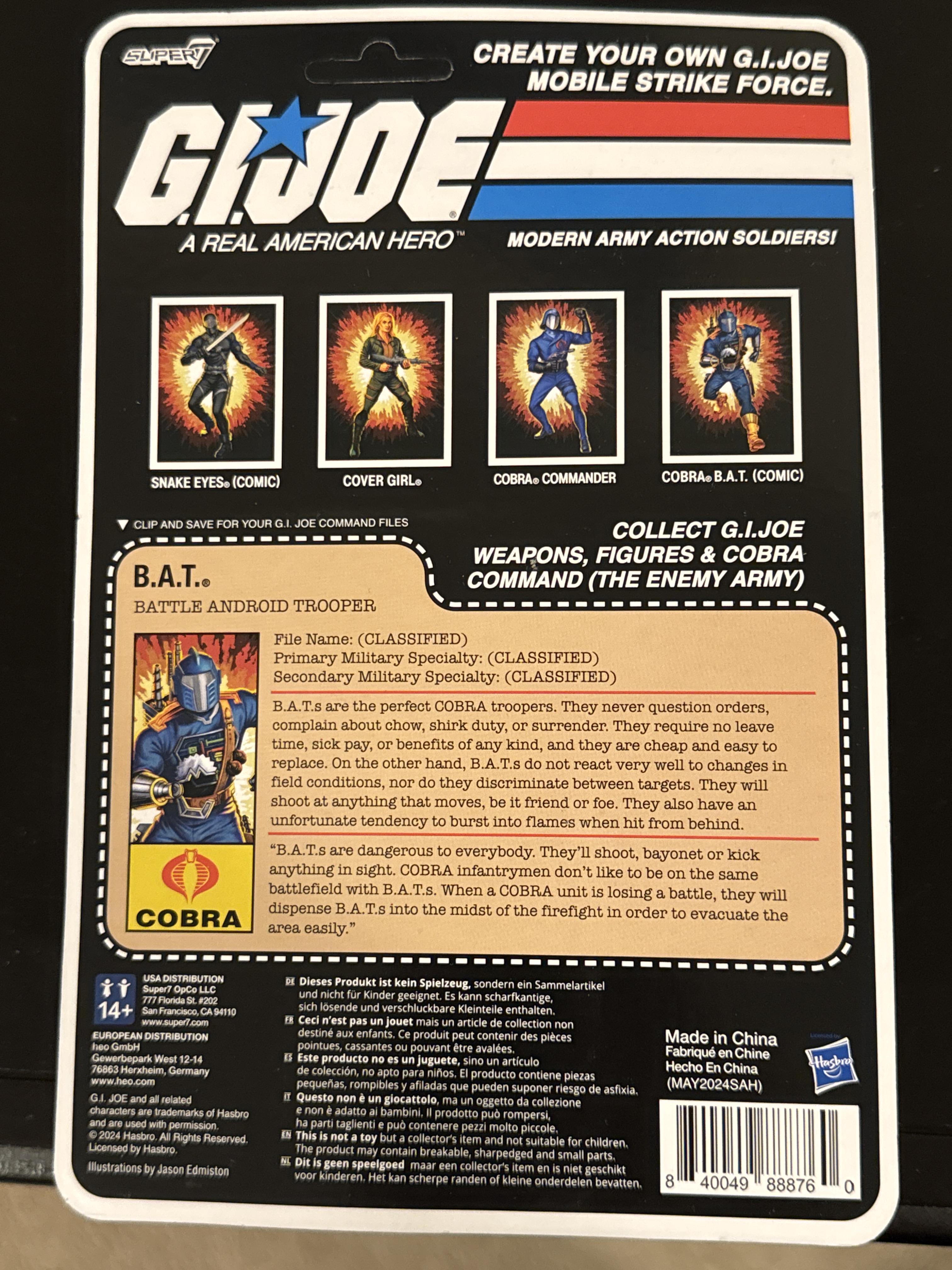 Super7 G.I. Joe ReAction+ Cobra B.A.T. Comic Blue figurina