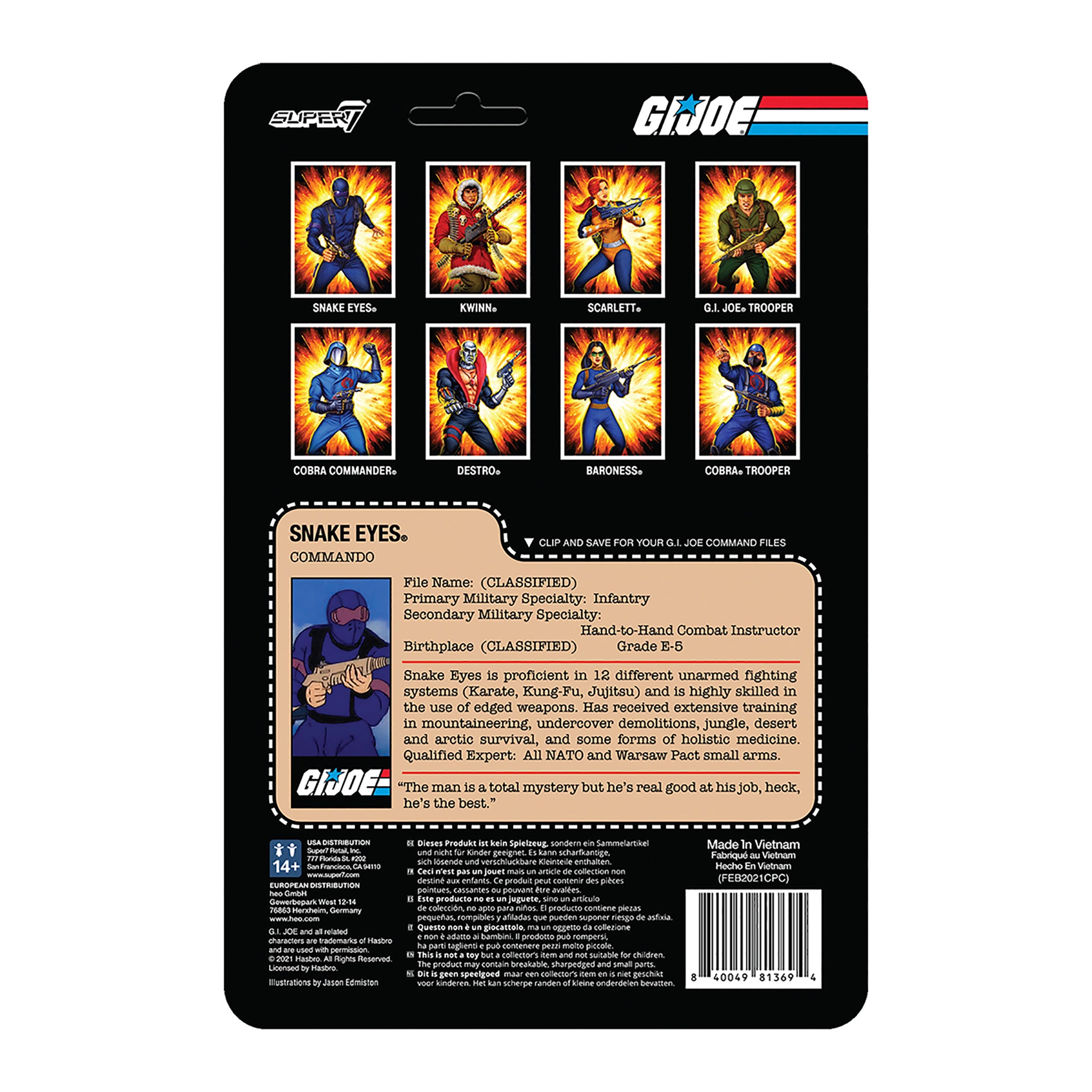 Super7 ReAction G.I. Joe Snake Eyes RAH figurina 9,5 cm