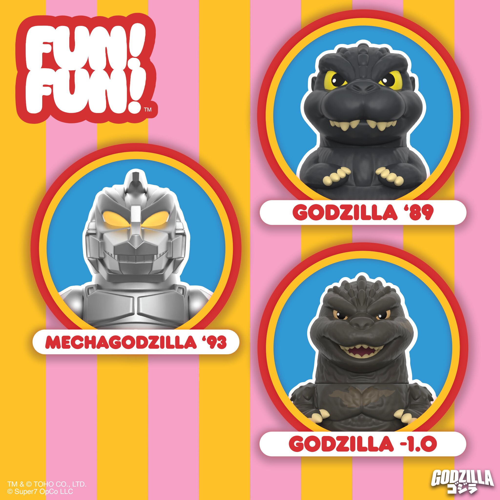 Super7 Toho FUN FUN Godzilla set 3 figurine vinil
