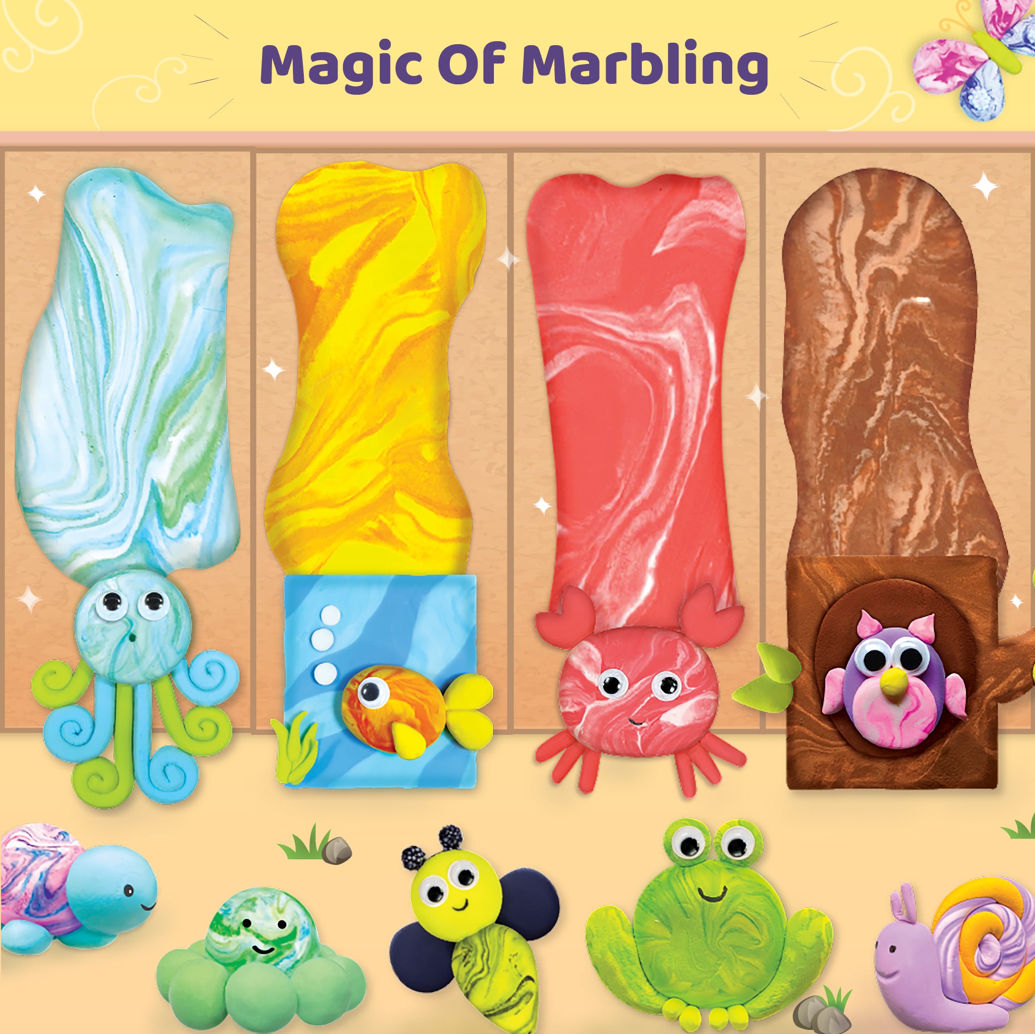 Imagimake Magic Clay Marbling Animals plastilina animale