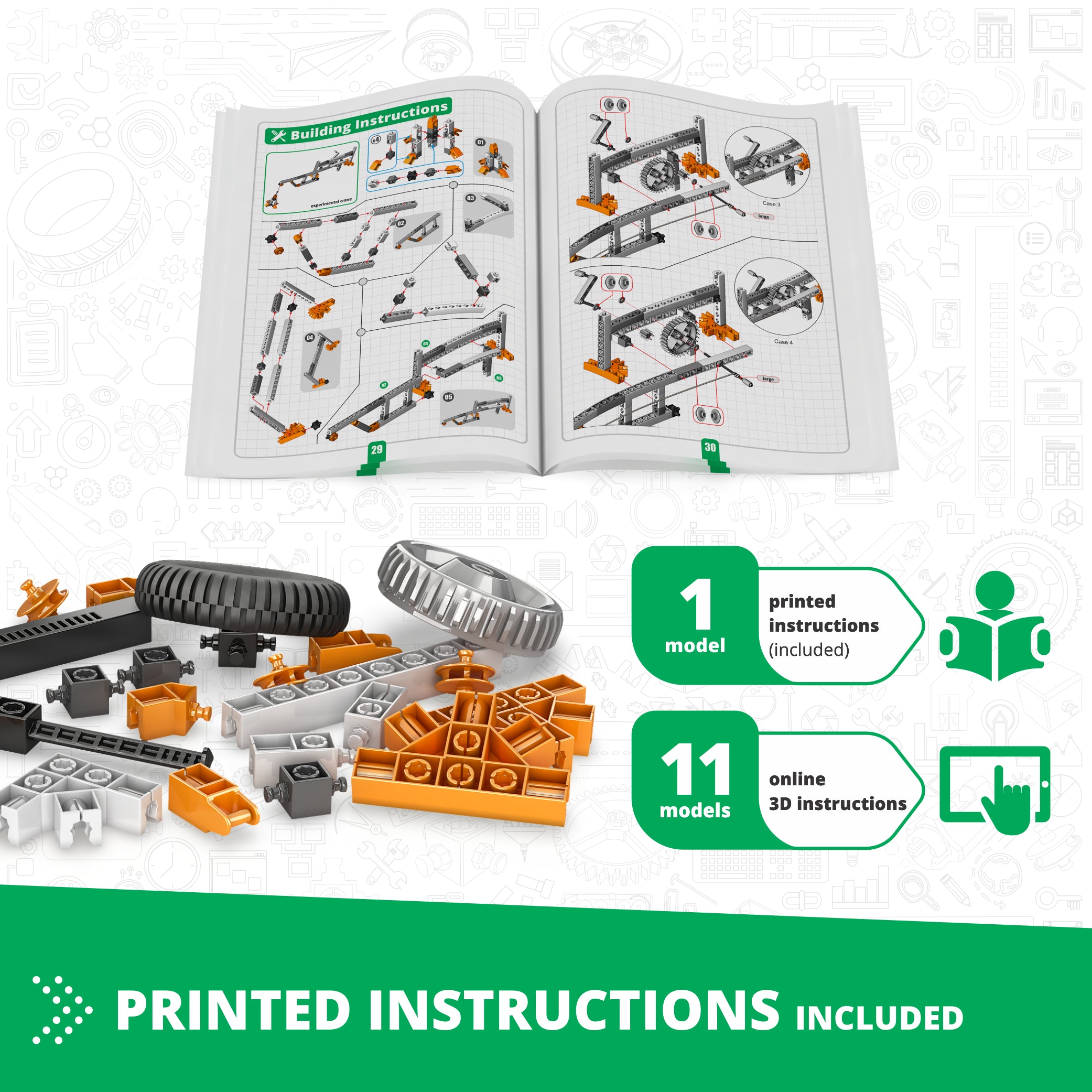 Engino Discovering STEM Gears Worm set construcție 12 modele angrenaje