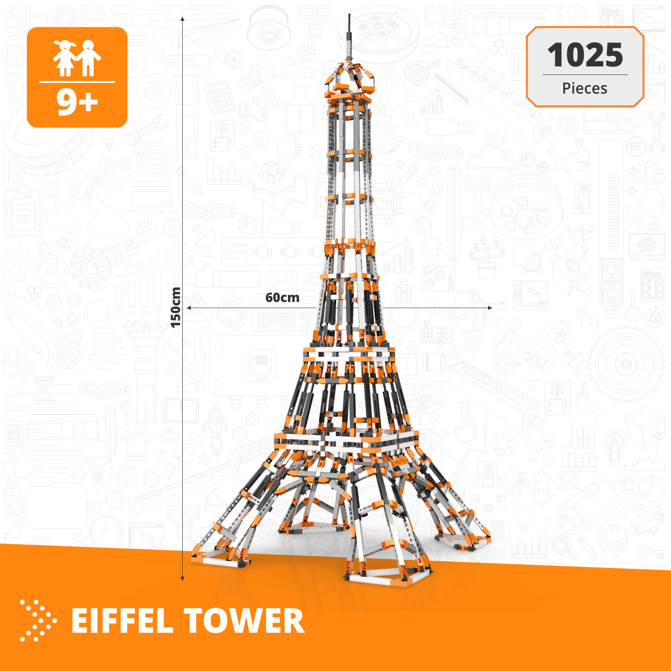 Engino Mega Builds Turn Eiffel set constructie 1,5 m 9+
