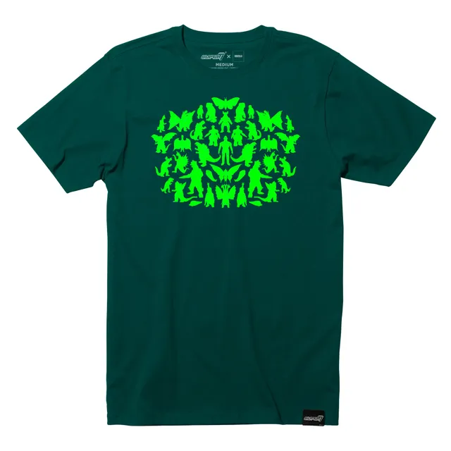 Super7 Toho Kaiju Rorschach tricou verde bumbac