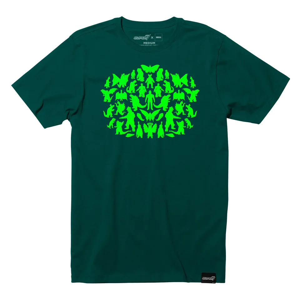 Super7 Toho Kaiju Rorschach tricou verde bumbac