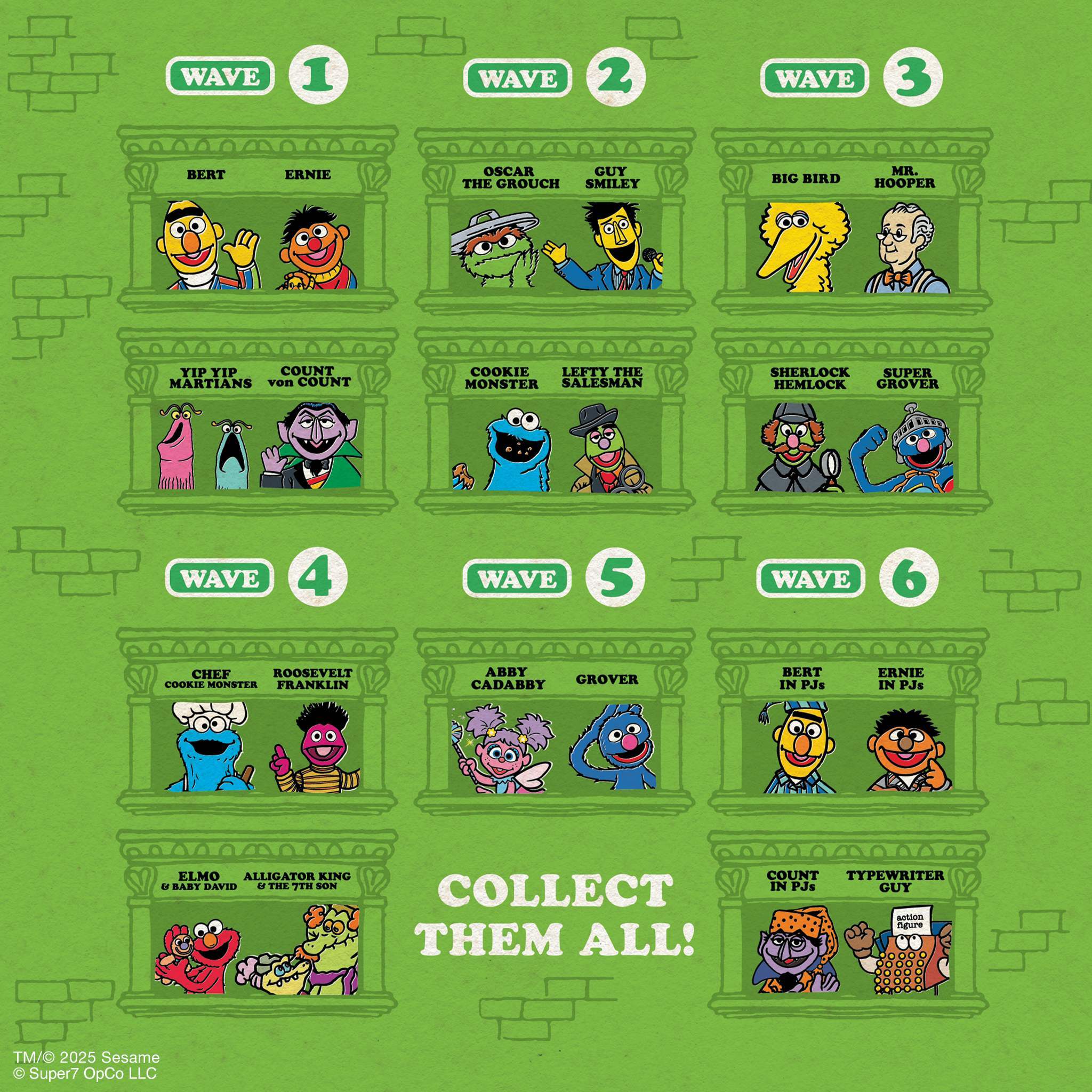 Super7 Sesame Street Wave 6 figurine set 4 buc pijama