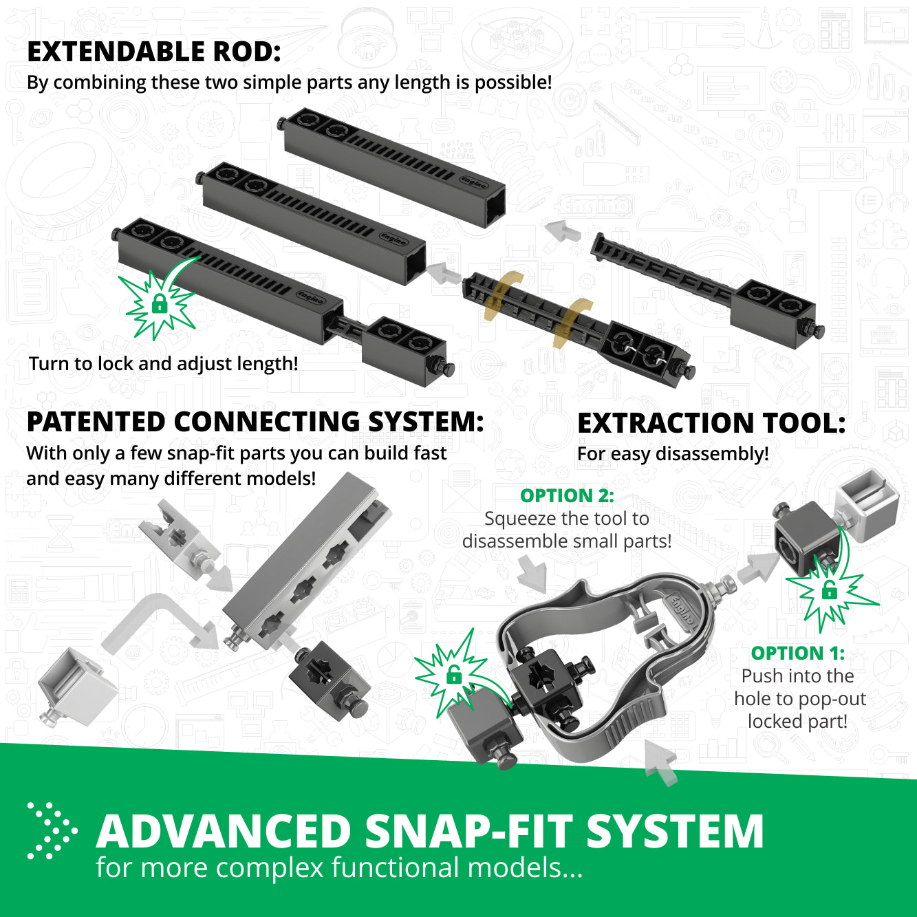 Engino Discovering STEM Gears Worm set construcție 12 modele angrenaje