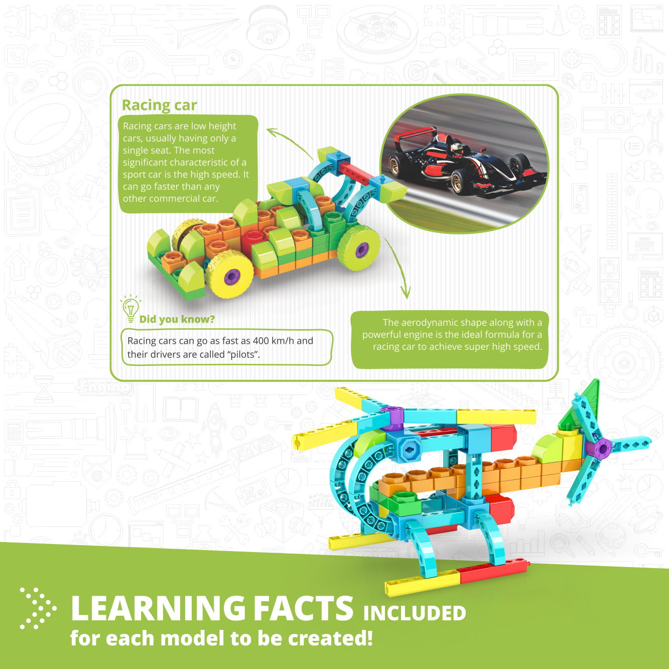 Engino Qboidz Racing Car set constructie 10 modele 4 ani