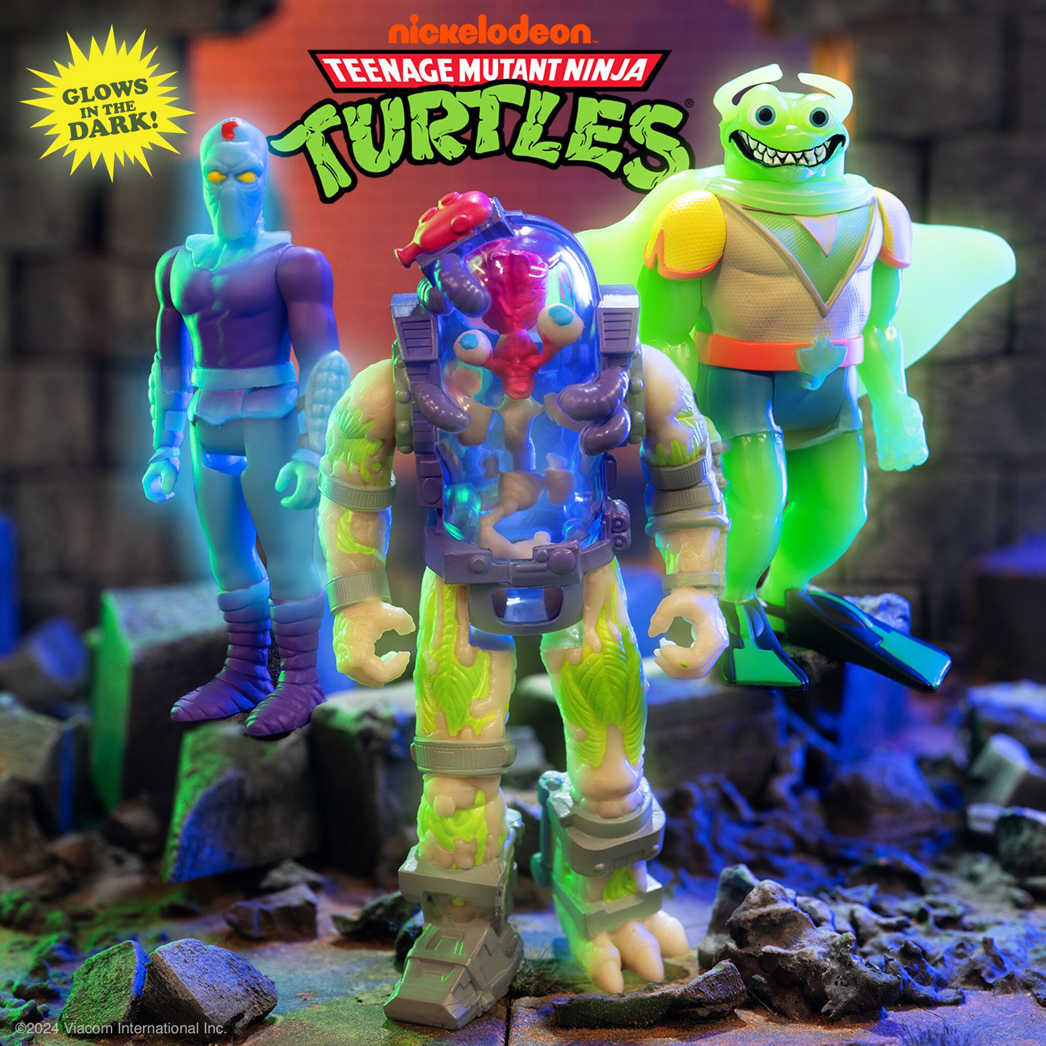 Super7 ReAction TMNT Ray Fillet Green Glow figurina fosforescenta