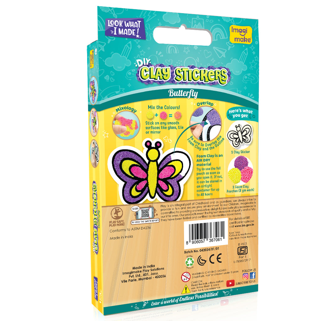 Imagimake Clay Stickers Butterfly set 6 stickere fluturi