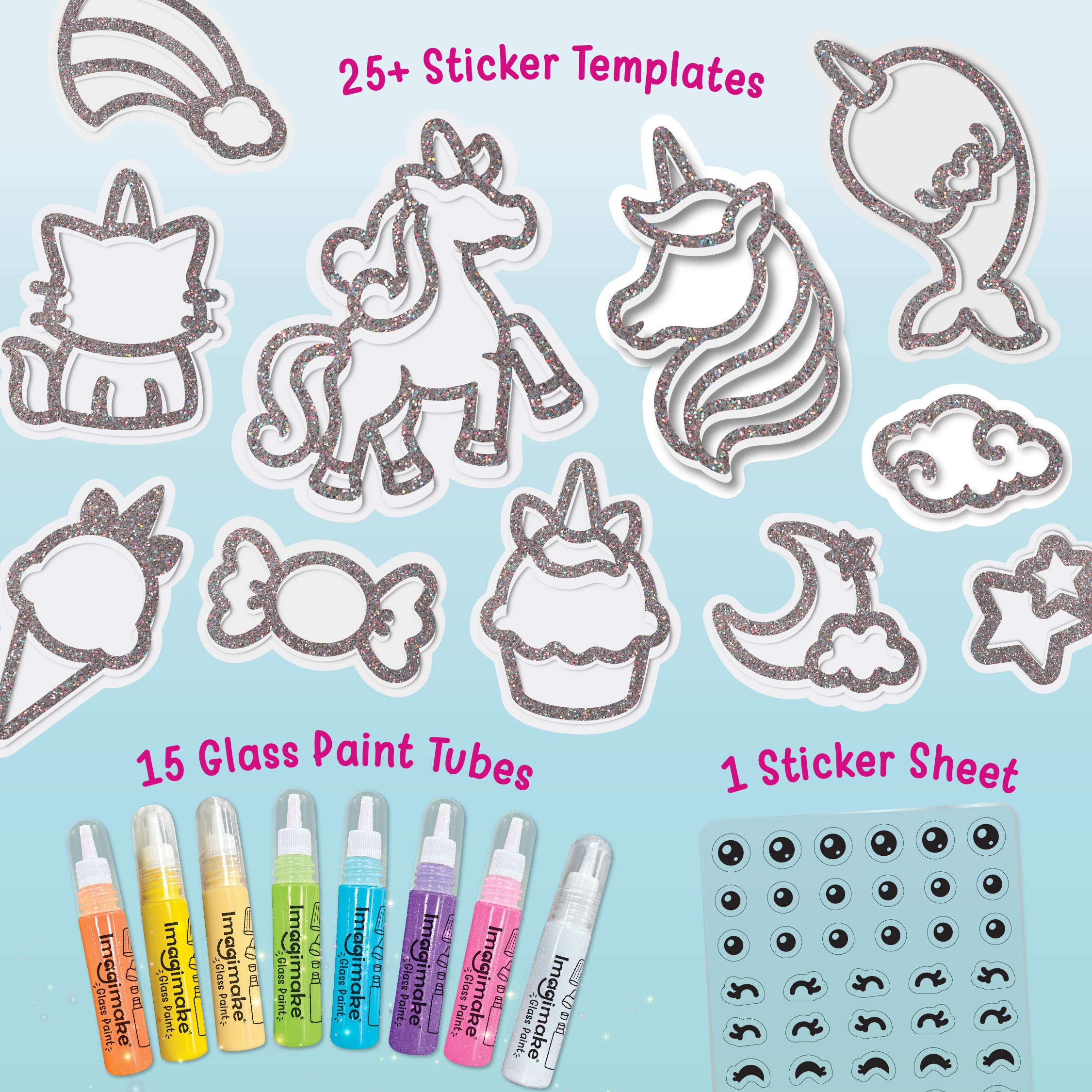 Imagimake Jelly Stickers Unicorn set stickere 3D lucios