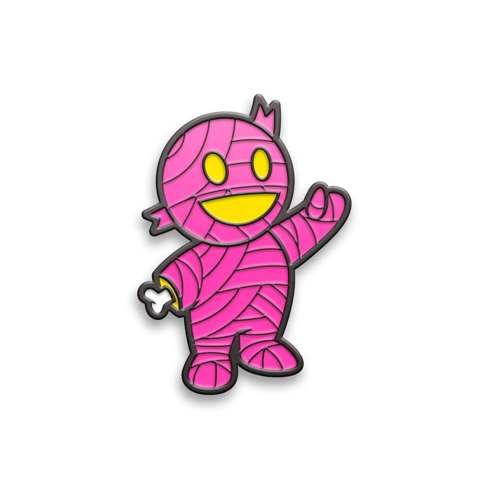 Super7 Mummy Boy Pink pin metalic roz emailat
