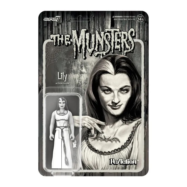 Super7 ReAction Lily Munsters Grayscale figurina 9,5 cm