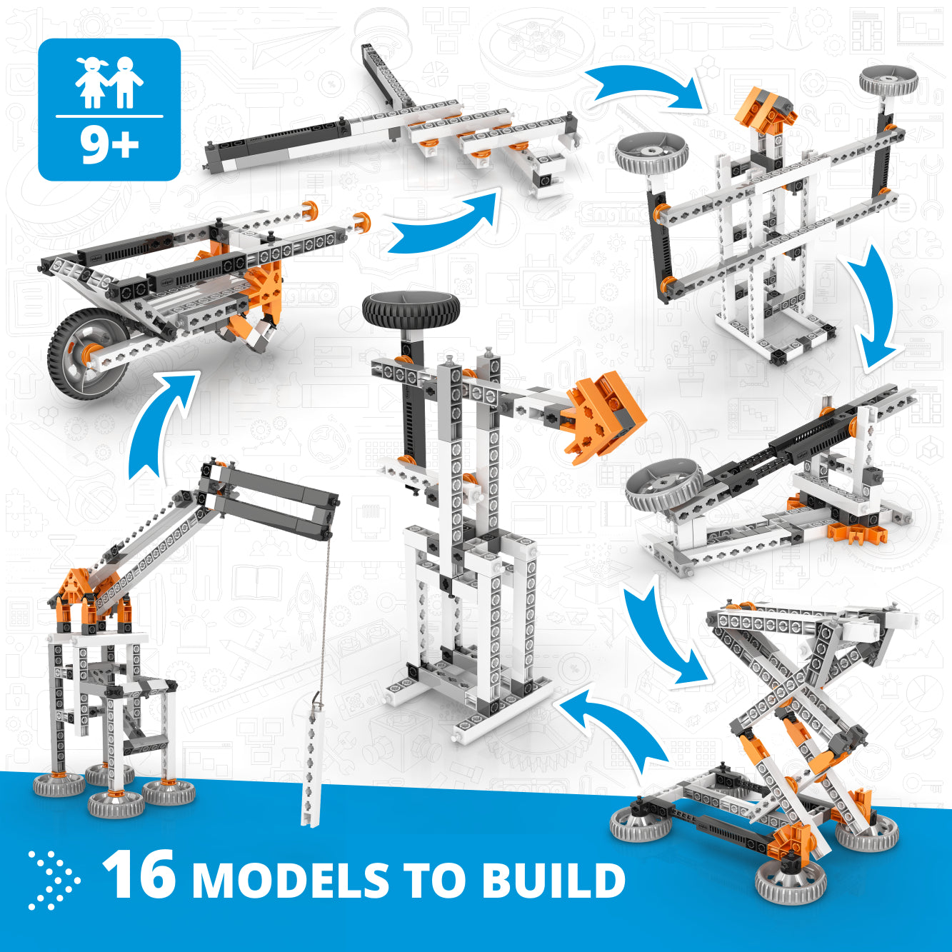 Engino Discovering STEM Levers Linkages set constructie 16 modele 9+ ani
