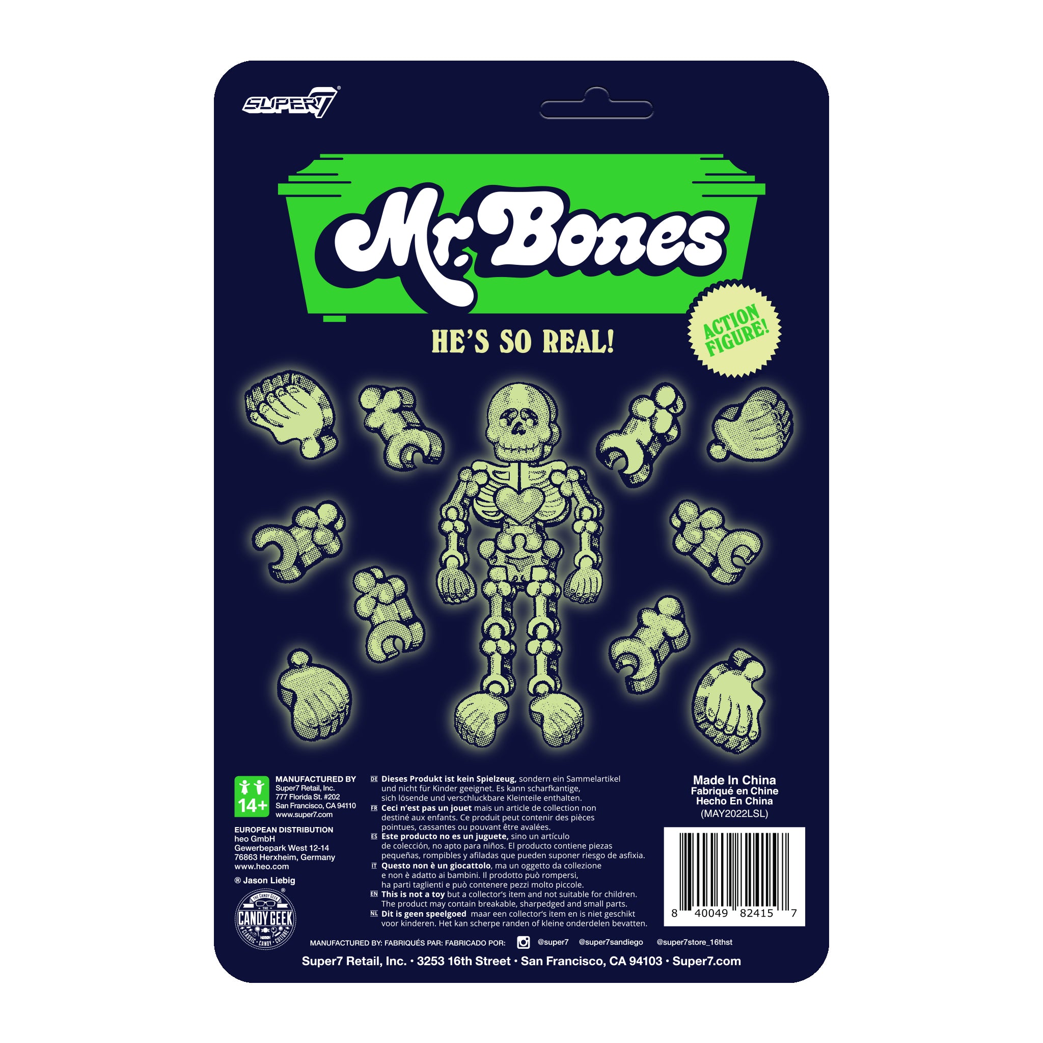 Super7 ReAction Mr Bones figurina fosforescenta 9cm
