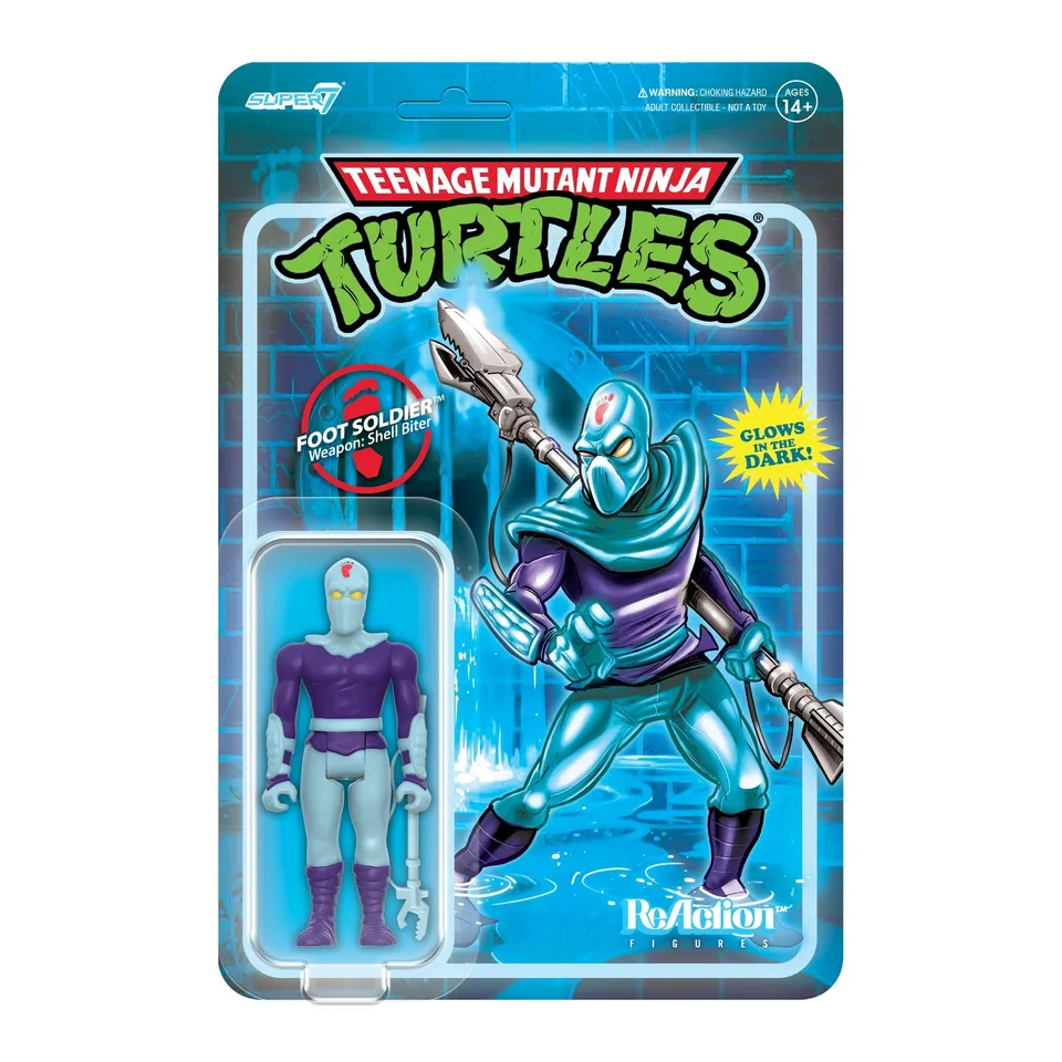 Super7 ReAction TMNT Foot Soldier Blue Glow figurina 9,5 cm