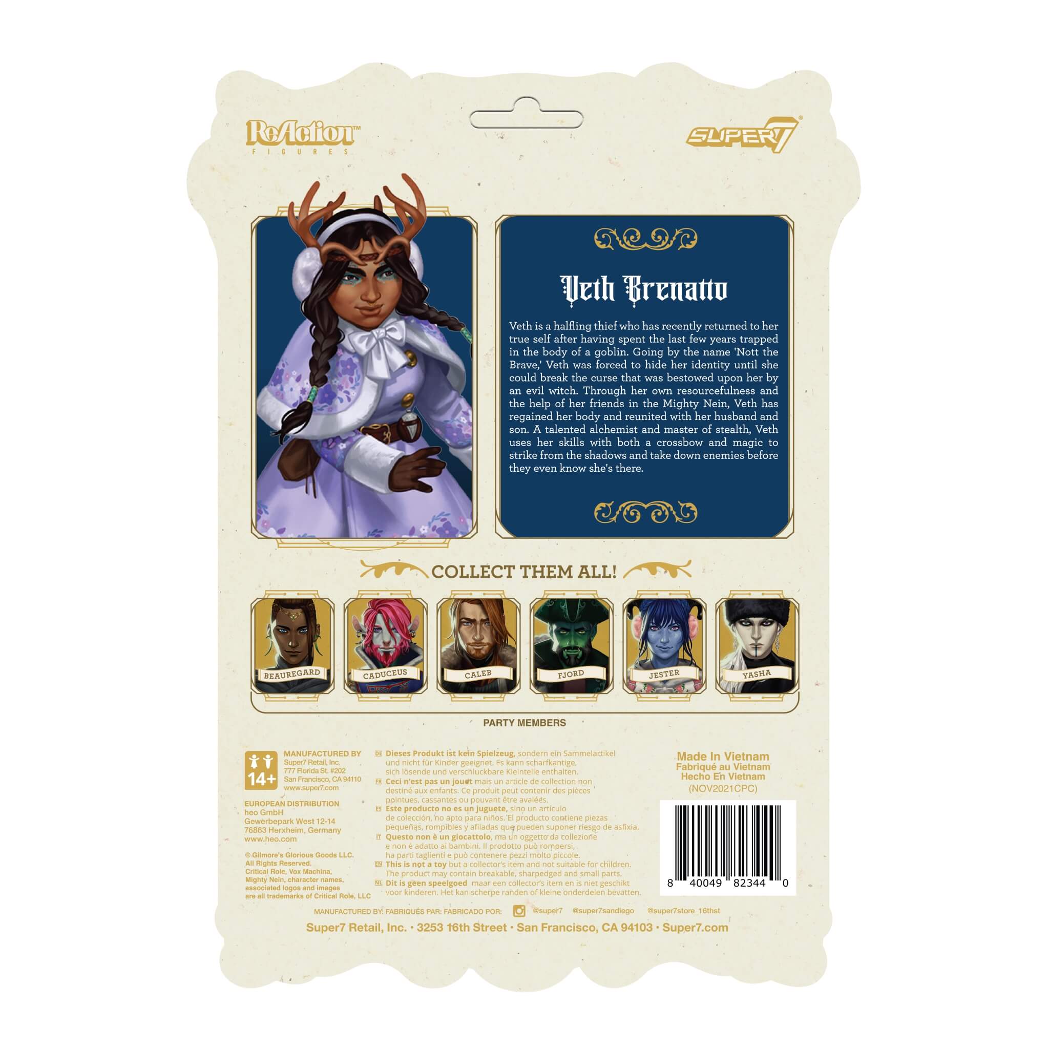 Super7 Critical Role ReAction Veth Brenatto figurina