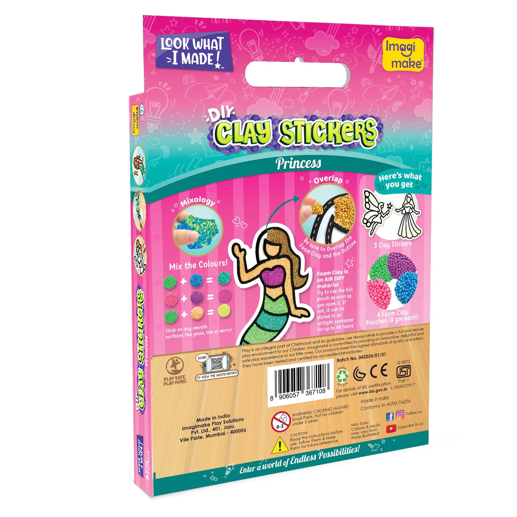 Imagimake Clay Stickers Princess set stickere lut 6 pungi