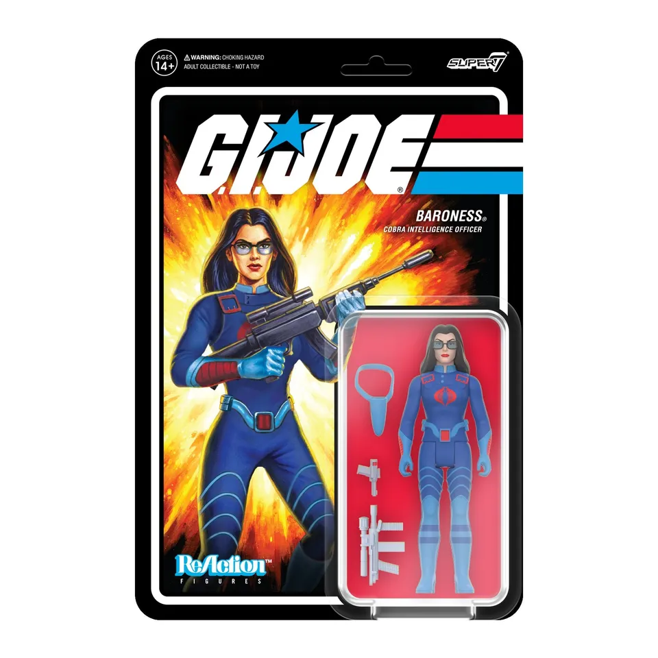 Super7 ReAction Baroness Cartoon Dark Blue figurină