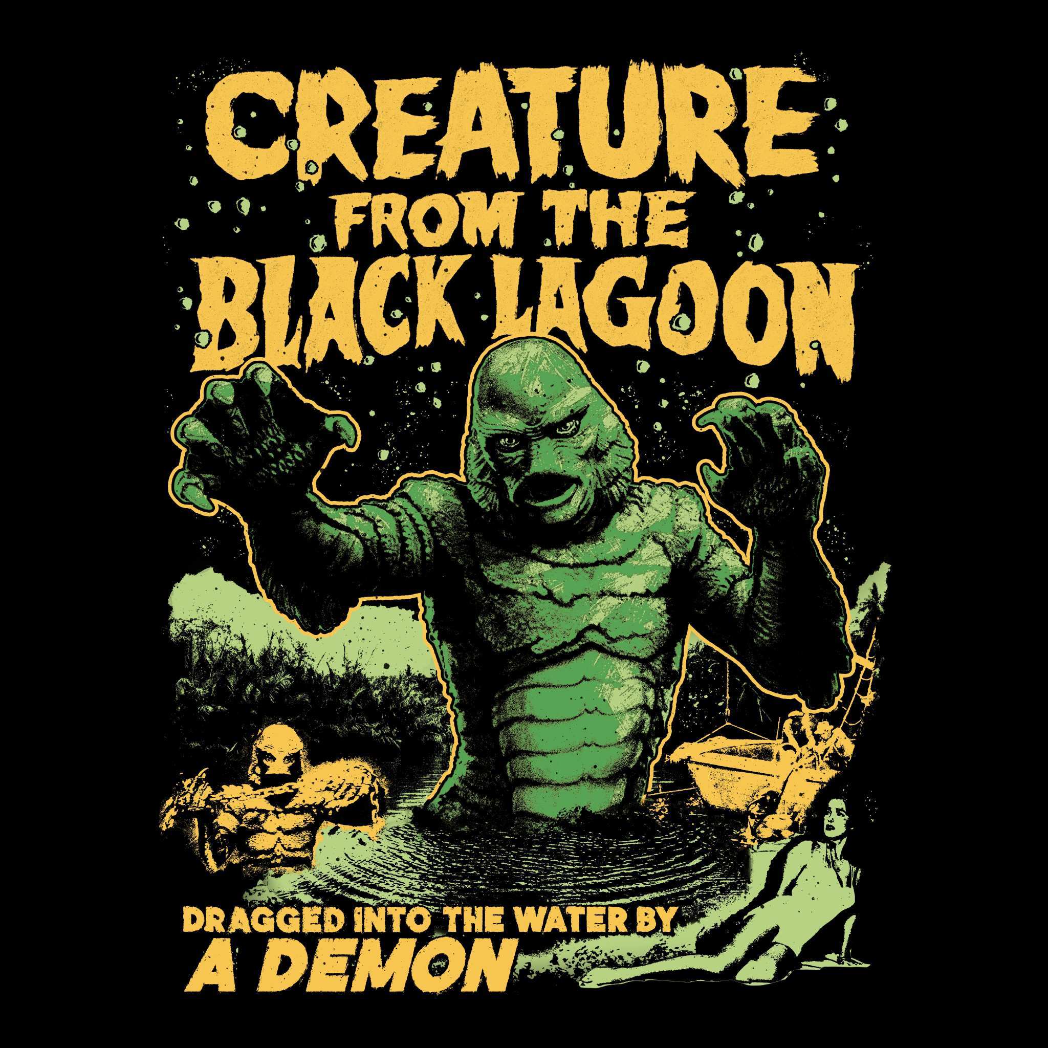 Super7 Universal Monsters Creature from the Black Lagoon Poster Tee tricou negru
