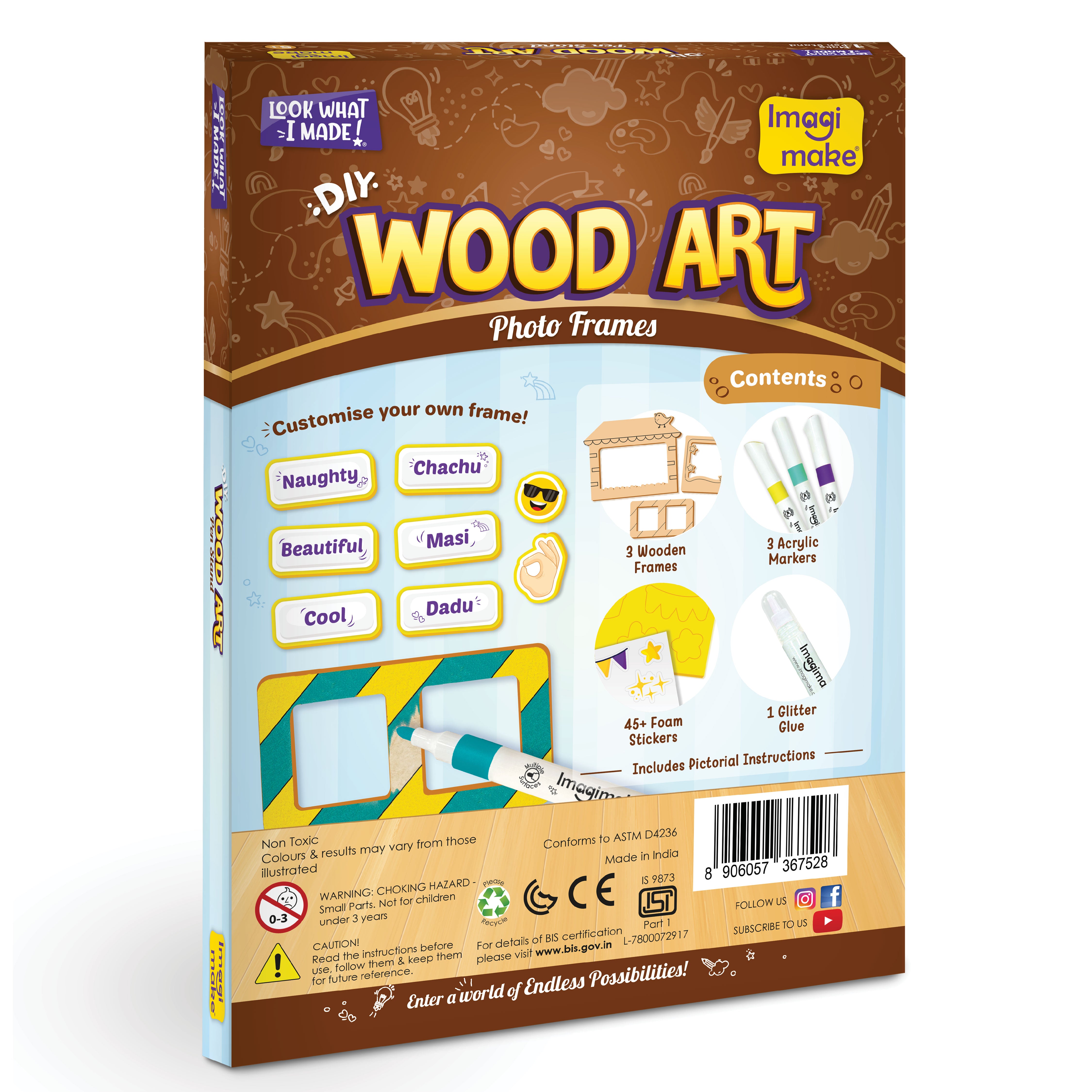 Imagimake DIY Wood Art Photo Frame set rame lemn