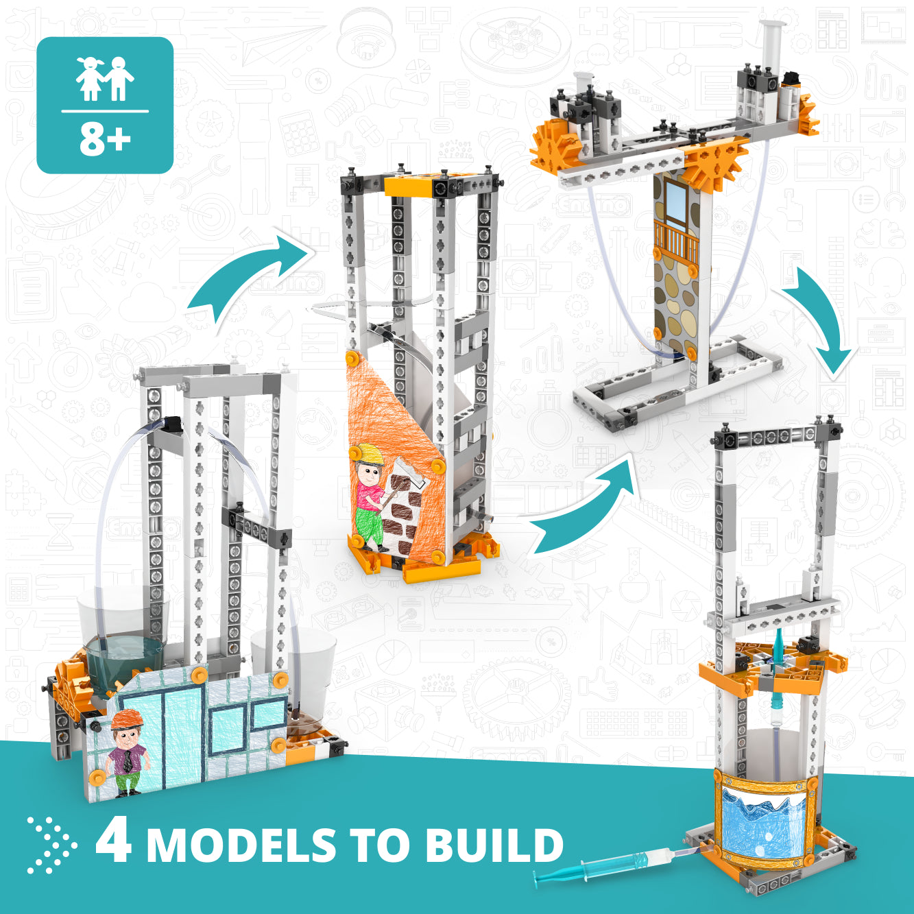 Engino STEAM Labs How Hydraulics set hidraulică 4 modele