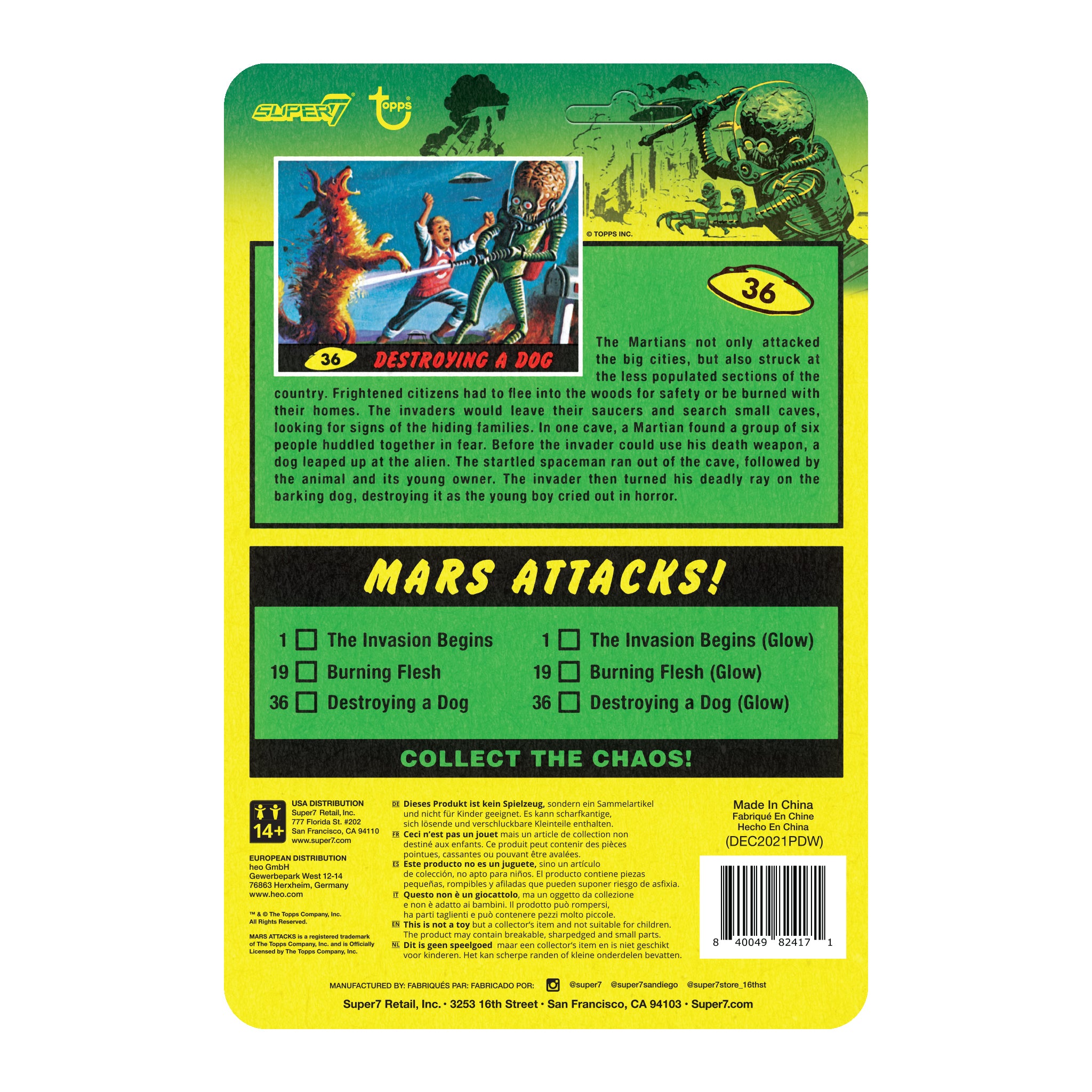Super7 ReAction Mars Attacks figurina Glow Destroying a Dog