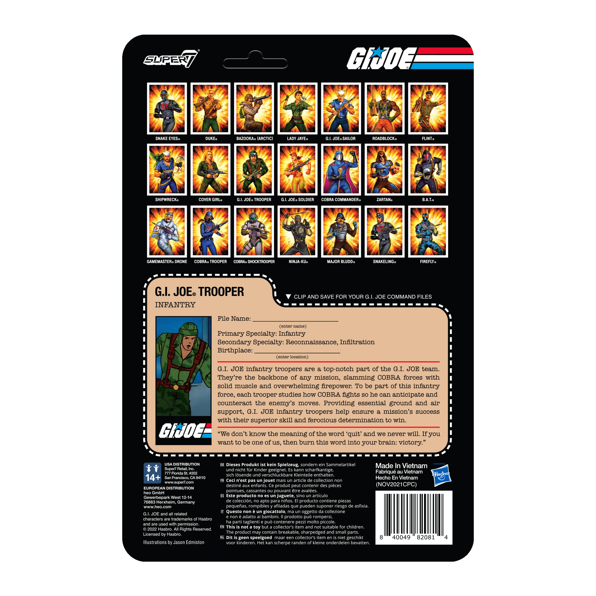 Super7 ReAction G.I. Joe Trooper Beard figurina verde