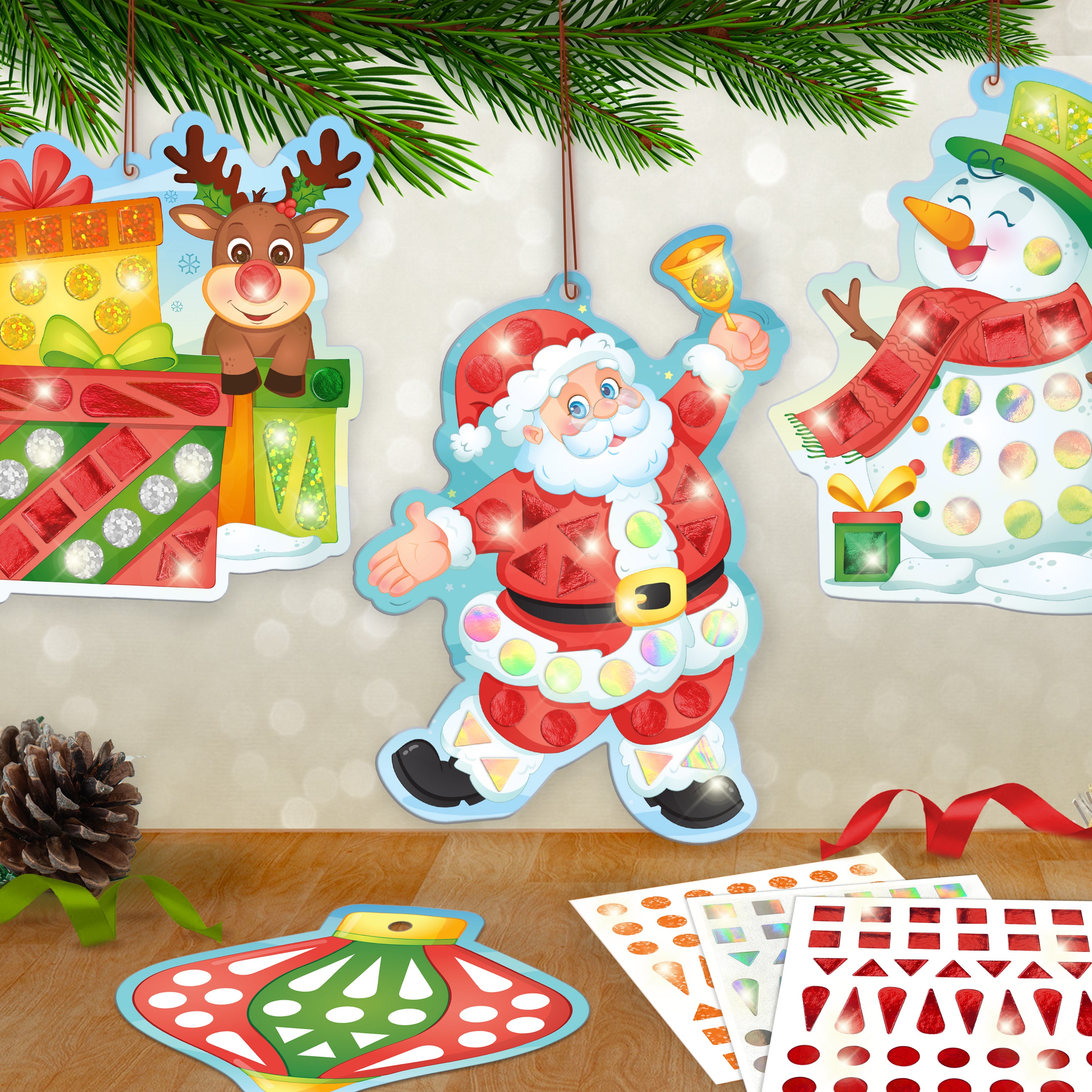 Imagimake Mirror Mosaic Christmas set mozaic cu stickere sclipici