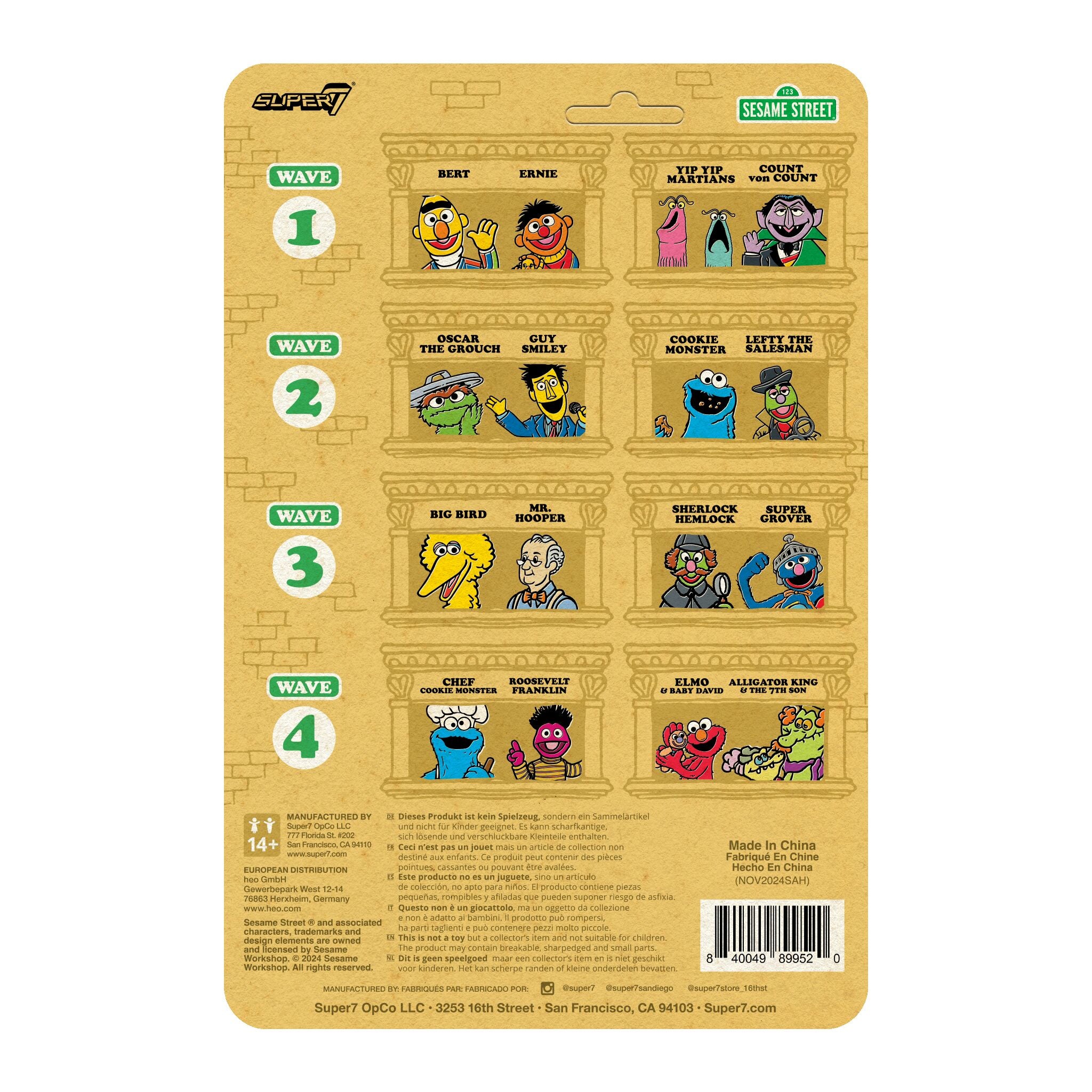 Super7 Sesame Street ReAction Alligator King figurina cu capa