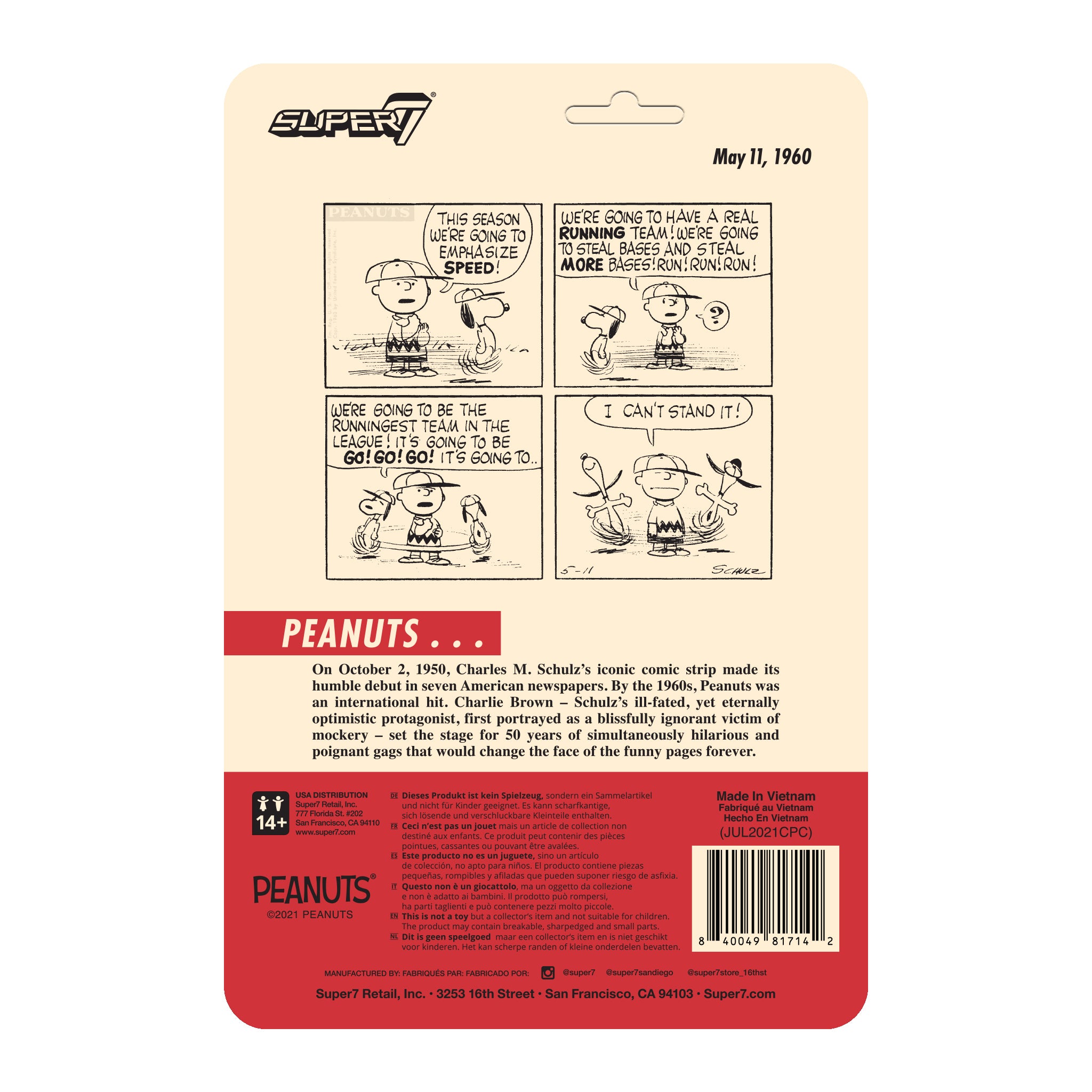 Super7 Peanuts Baseball Snoopy figurina 9,5 cm
