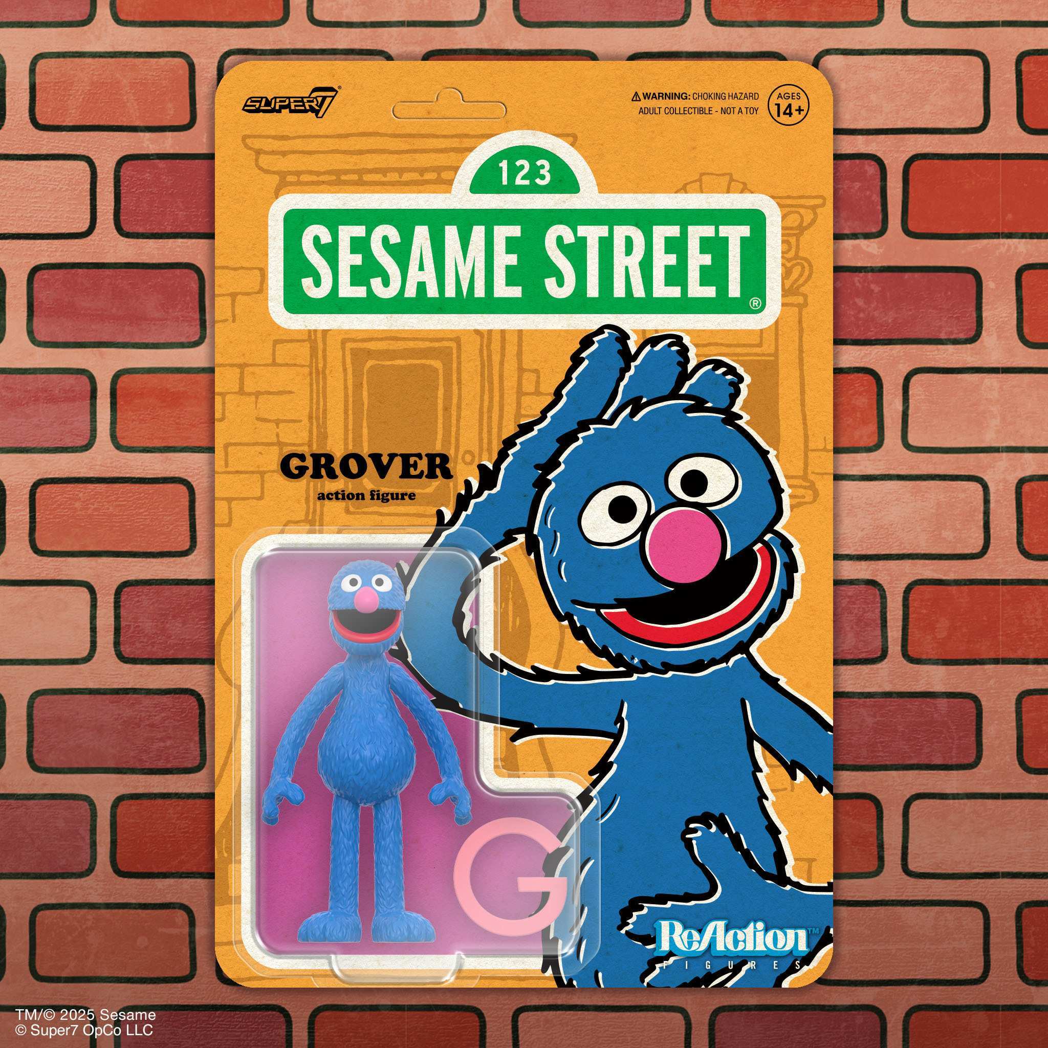 Super7 Sesame Street ReAction Grover figurina 9,5 cm litera G