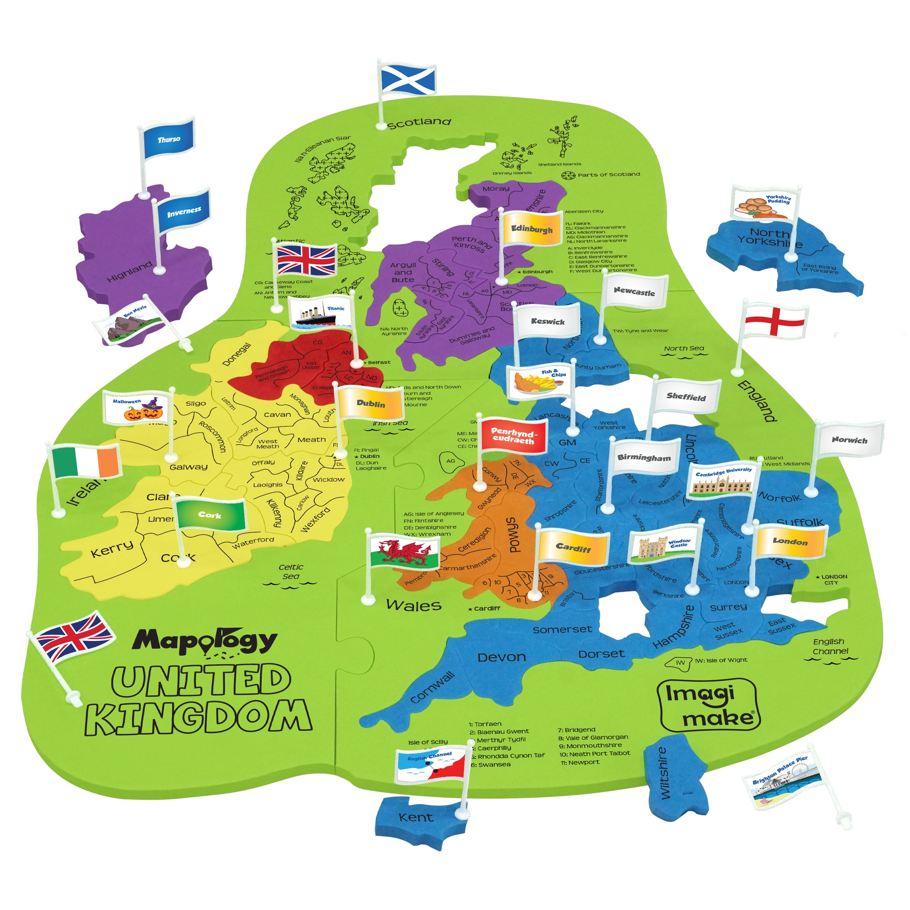 Imagimake Mapology United Kingdom with Capitals puzzle harta 58 piese EVA