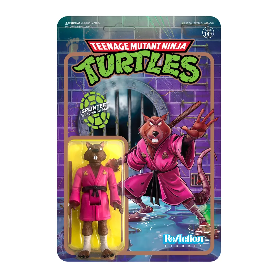 Super7 TMNT ReAction Wave 2 Splinter figurină 9,5 cm cu baston