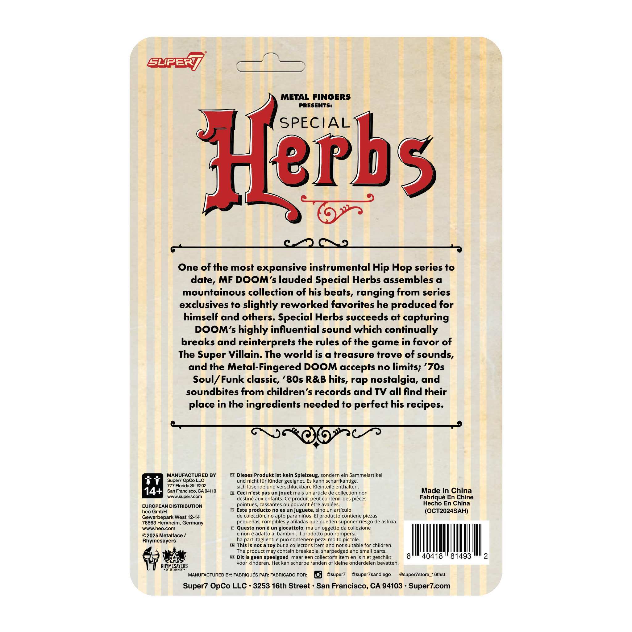 Super7 ReAction MF DOOM Special Herbs figurina 9,5 cm costum