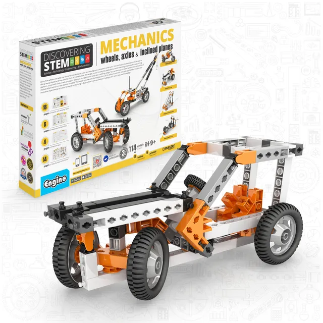 Engino Discovering STEM Wheels Axles set construcție 14 modele pârghii