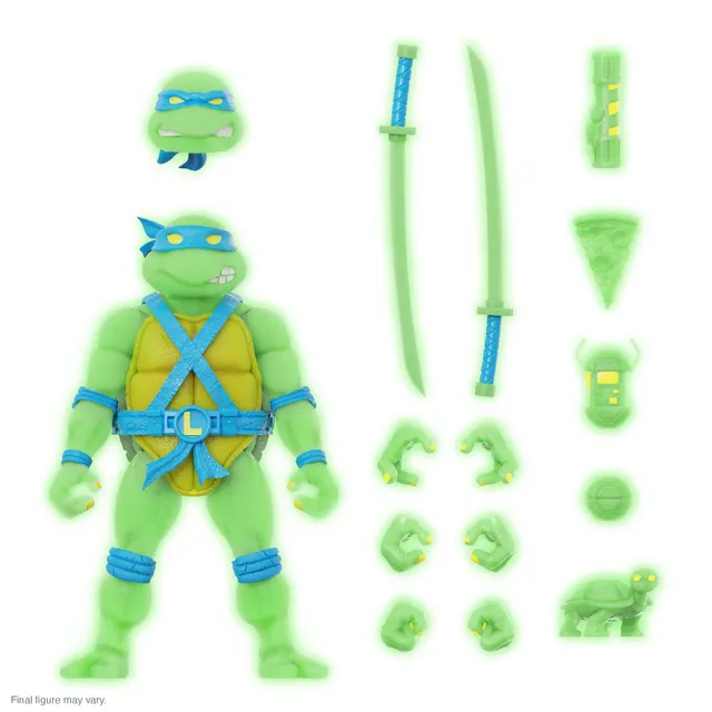 Super7 TMNT ULTIMATES Leonardo figurina Mutagen Ooze Glow