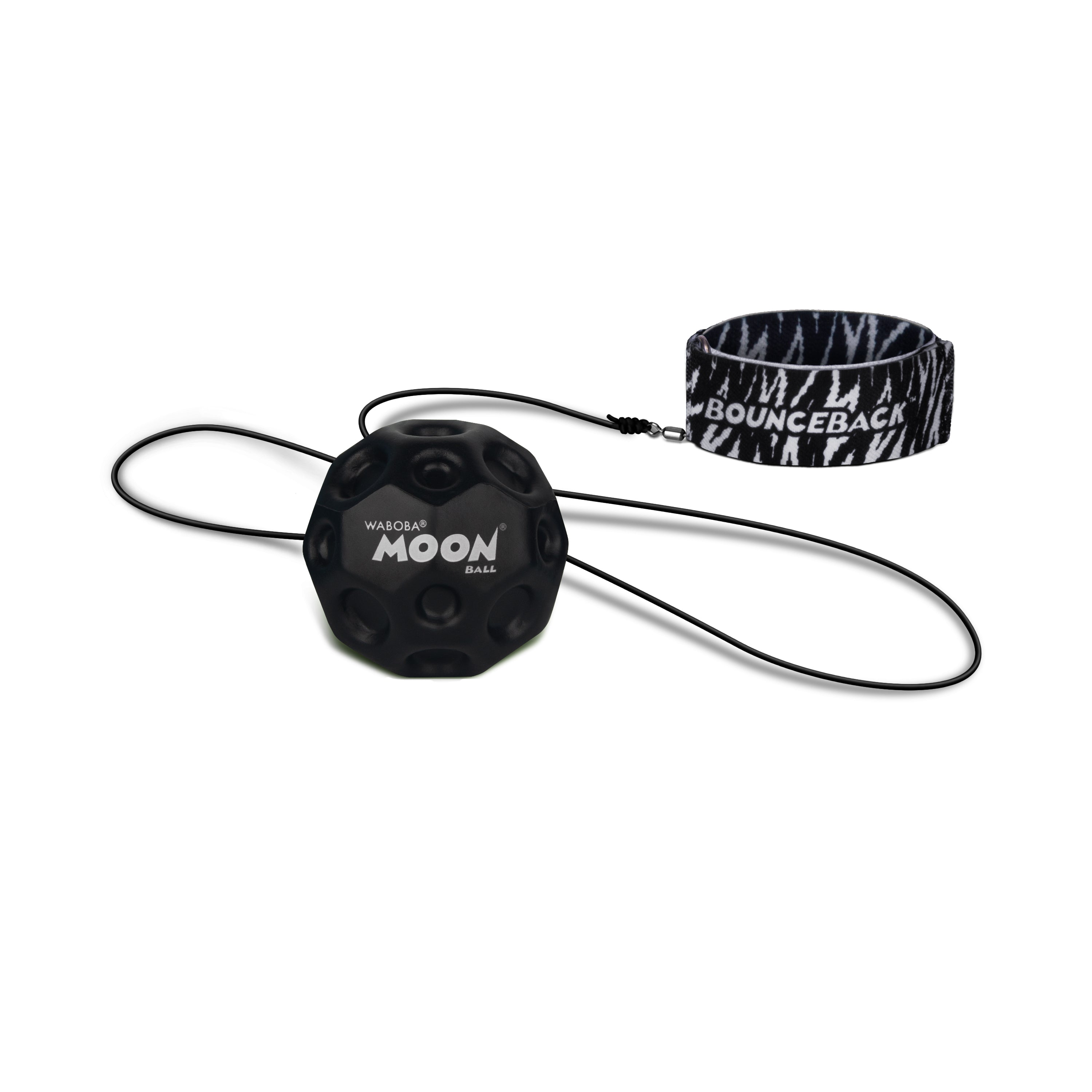 Waboba Bounceback Moon Ball minge elastic negru încheietură